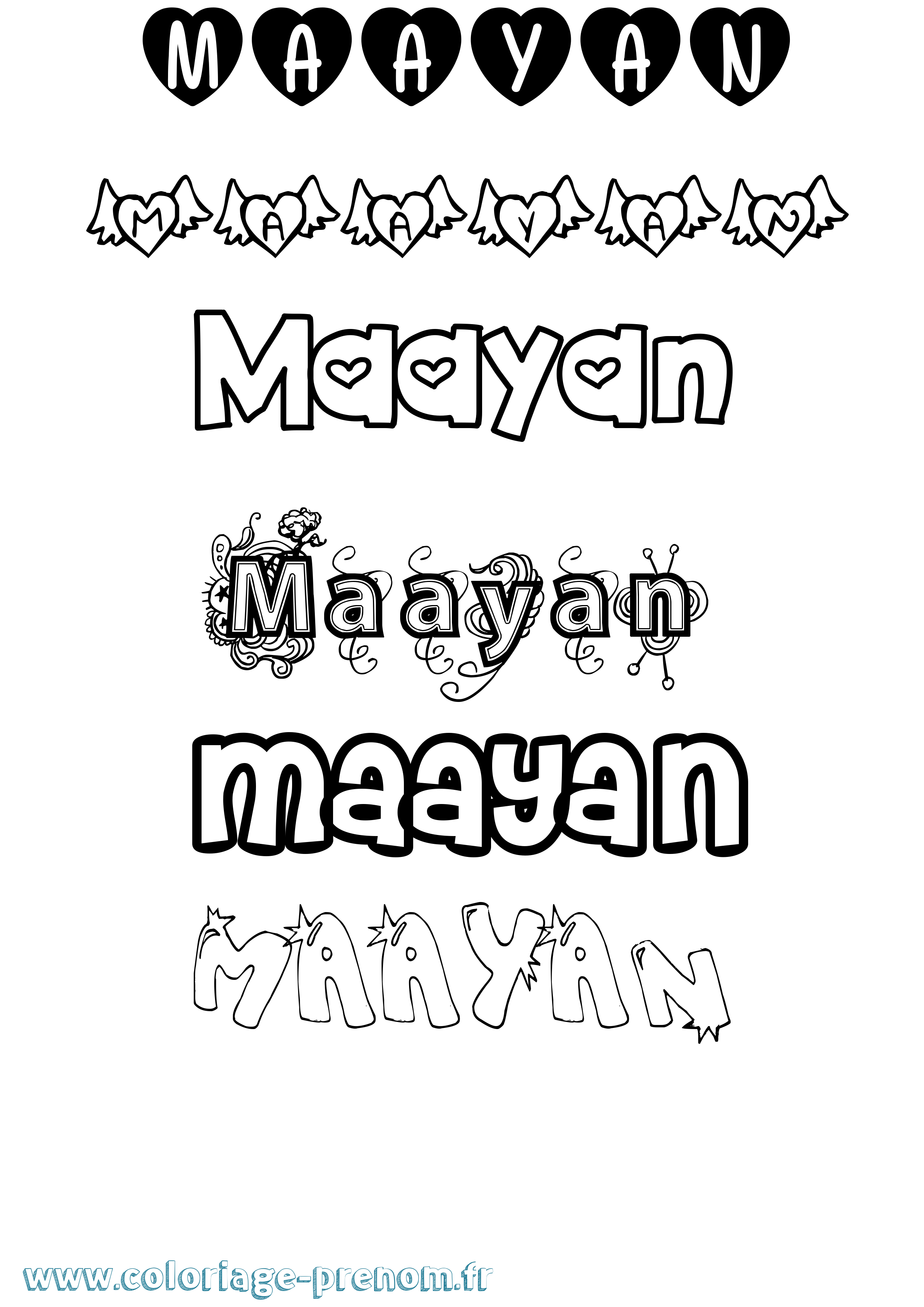 Coloriage Maayan Girly Coloriage prénom Maayan Girly