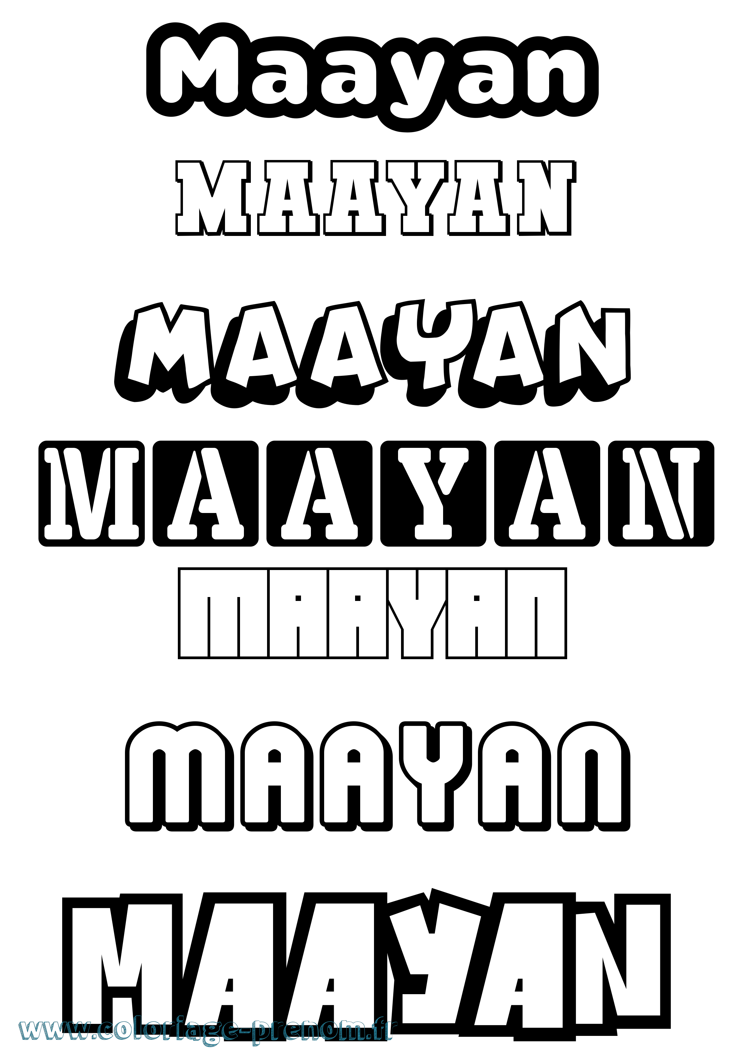 Coloriage Maayan Simple Coloriage prénom Maayan Simple