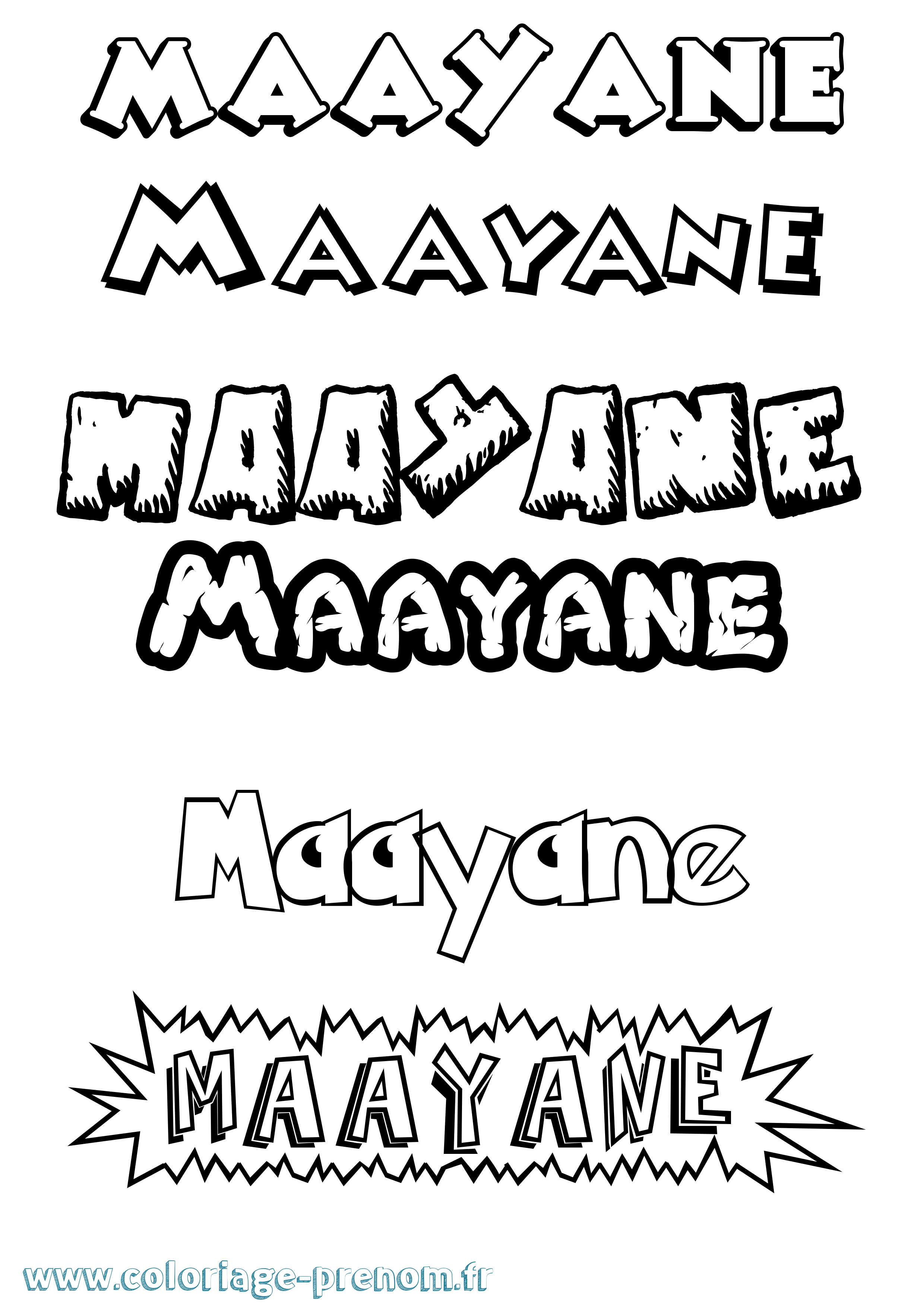 Coloriage Maayane Coloriage prénom Maayane