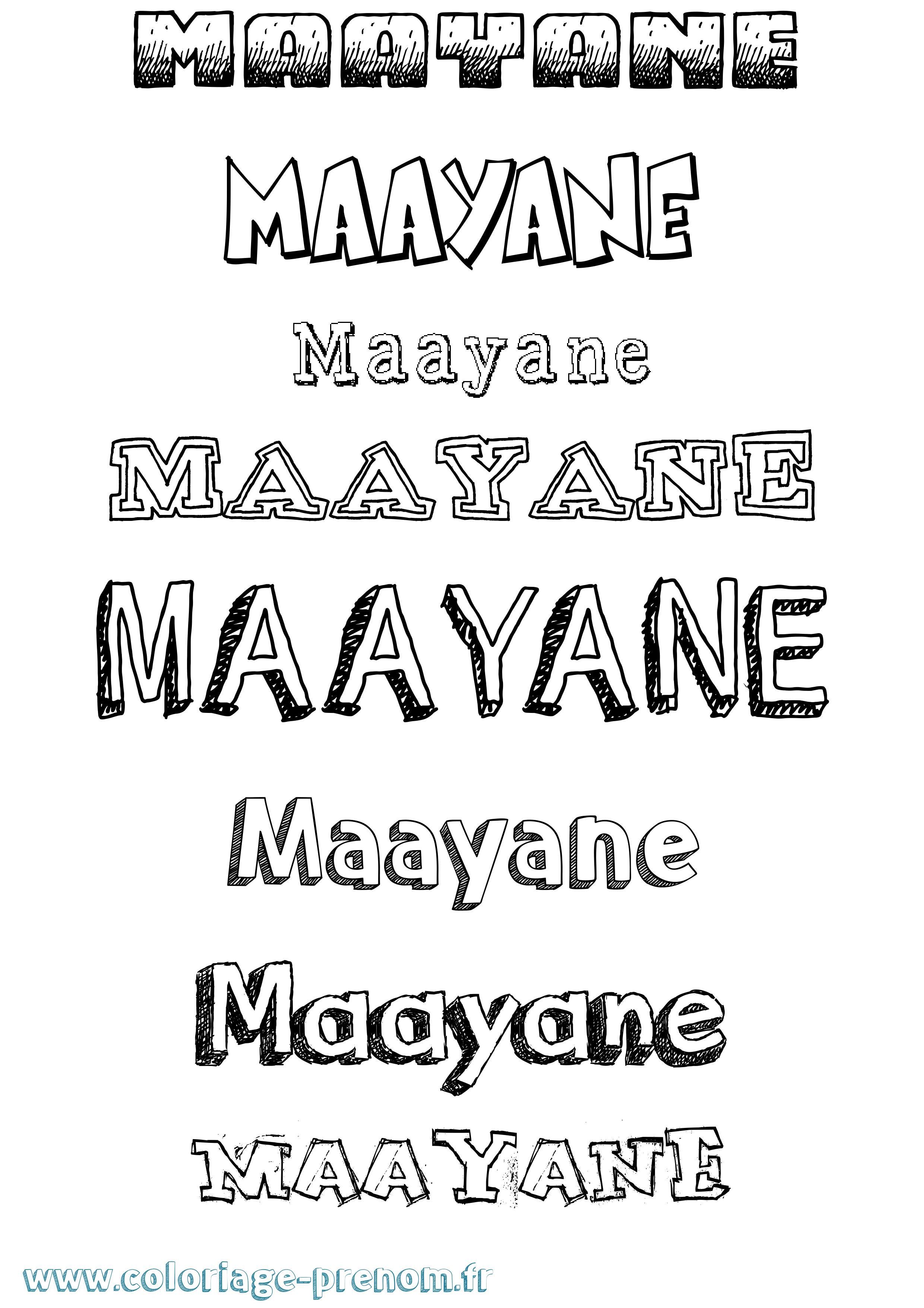 Coloriage prénom Maayane Dessiné