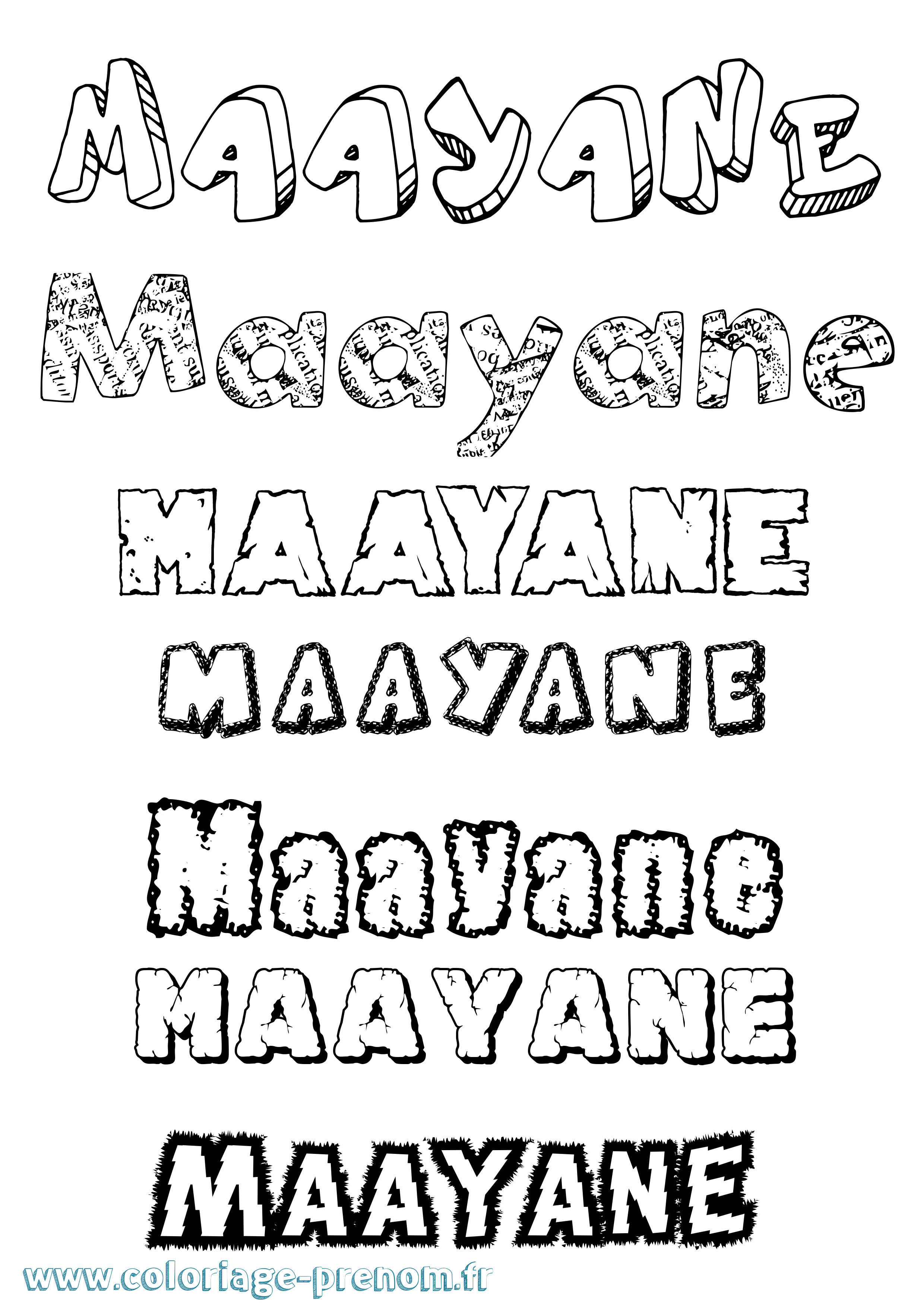 Coloriage Maayane Coloriage prénom Maayane