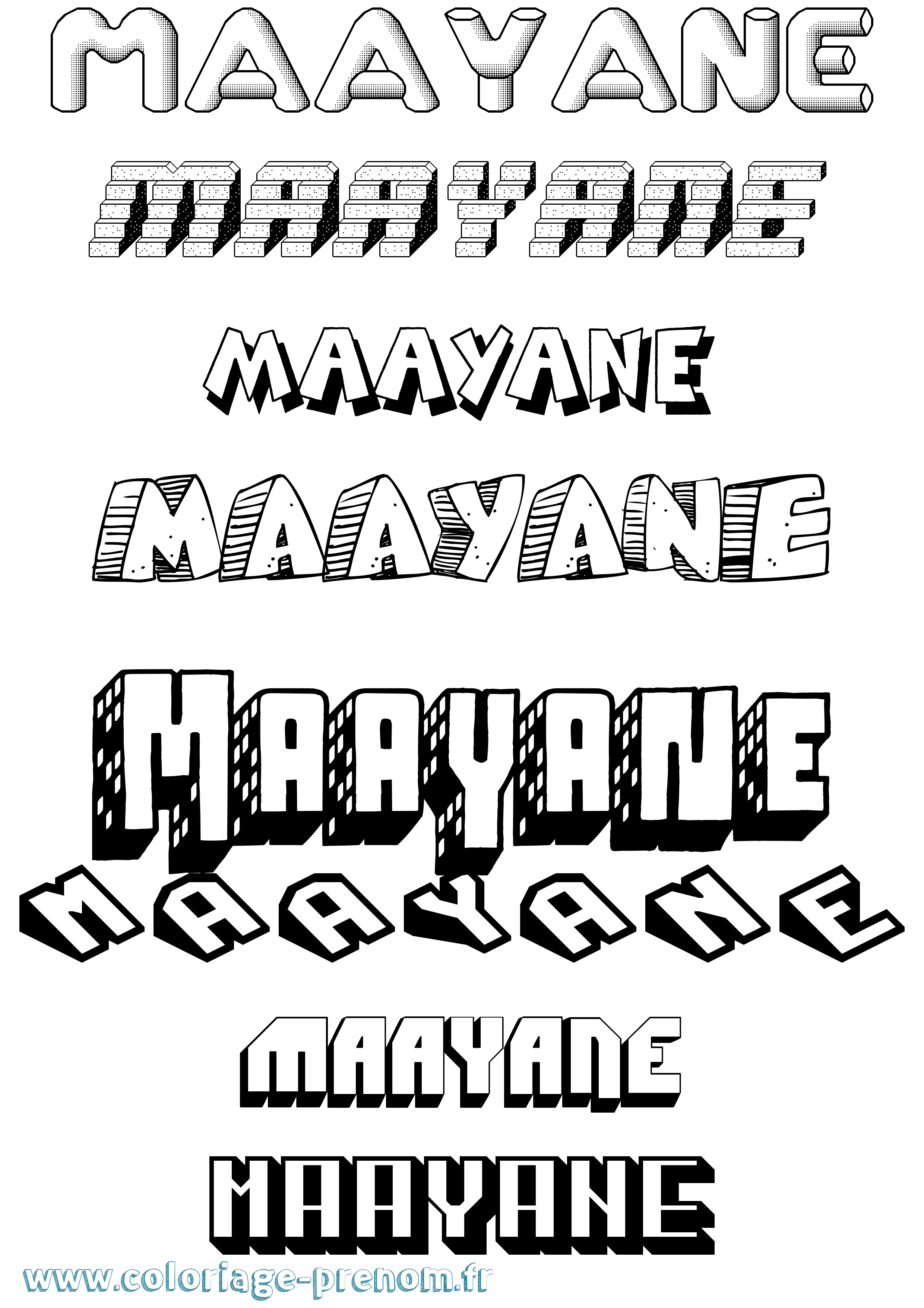 Coloriage prénom Maayane Effet 3D