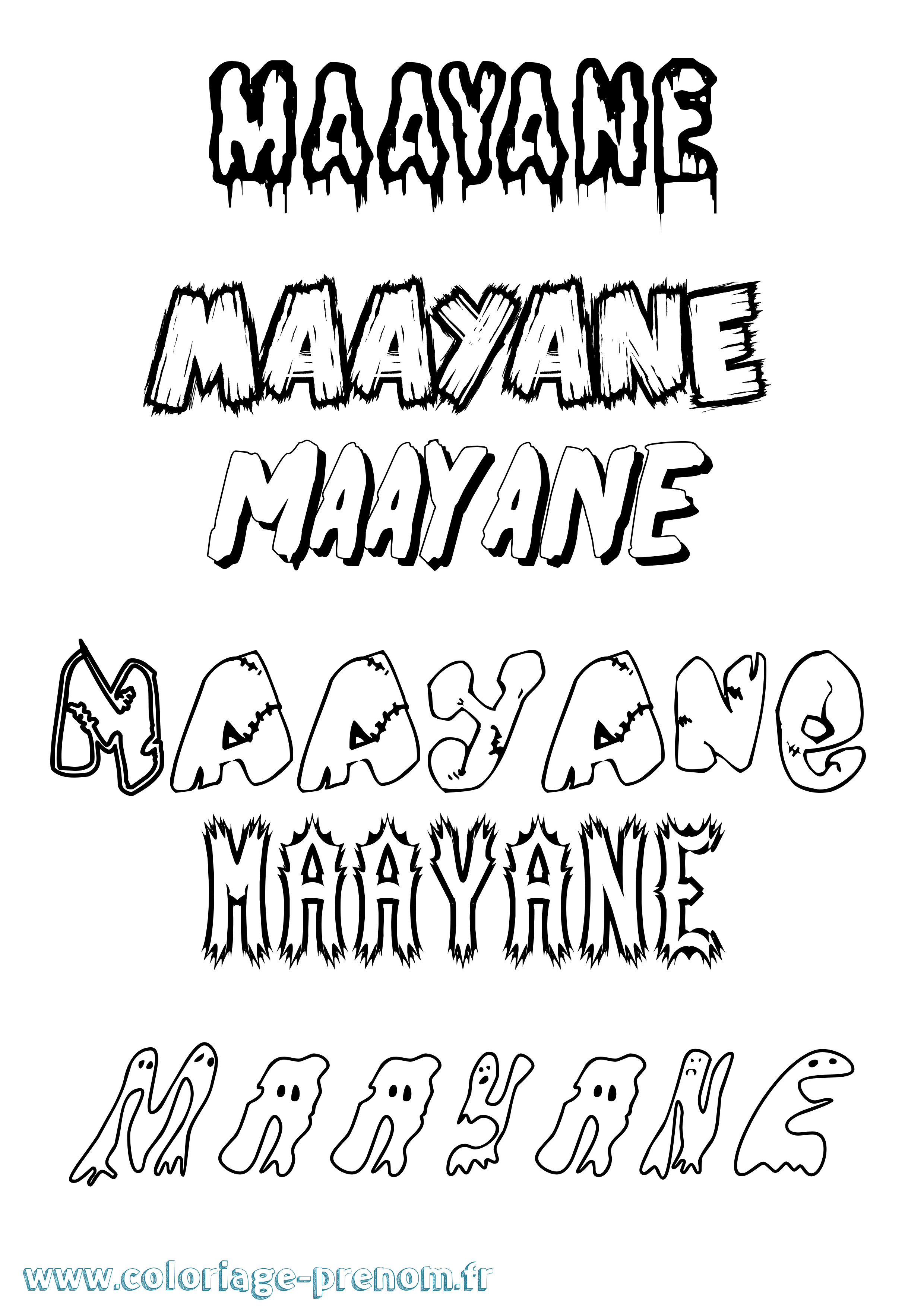 Coloriage prénom Maayane Frisson