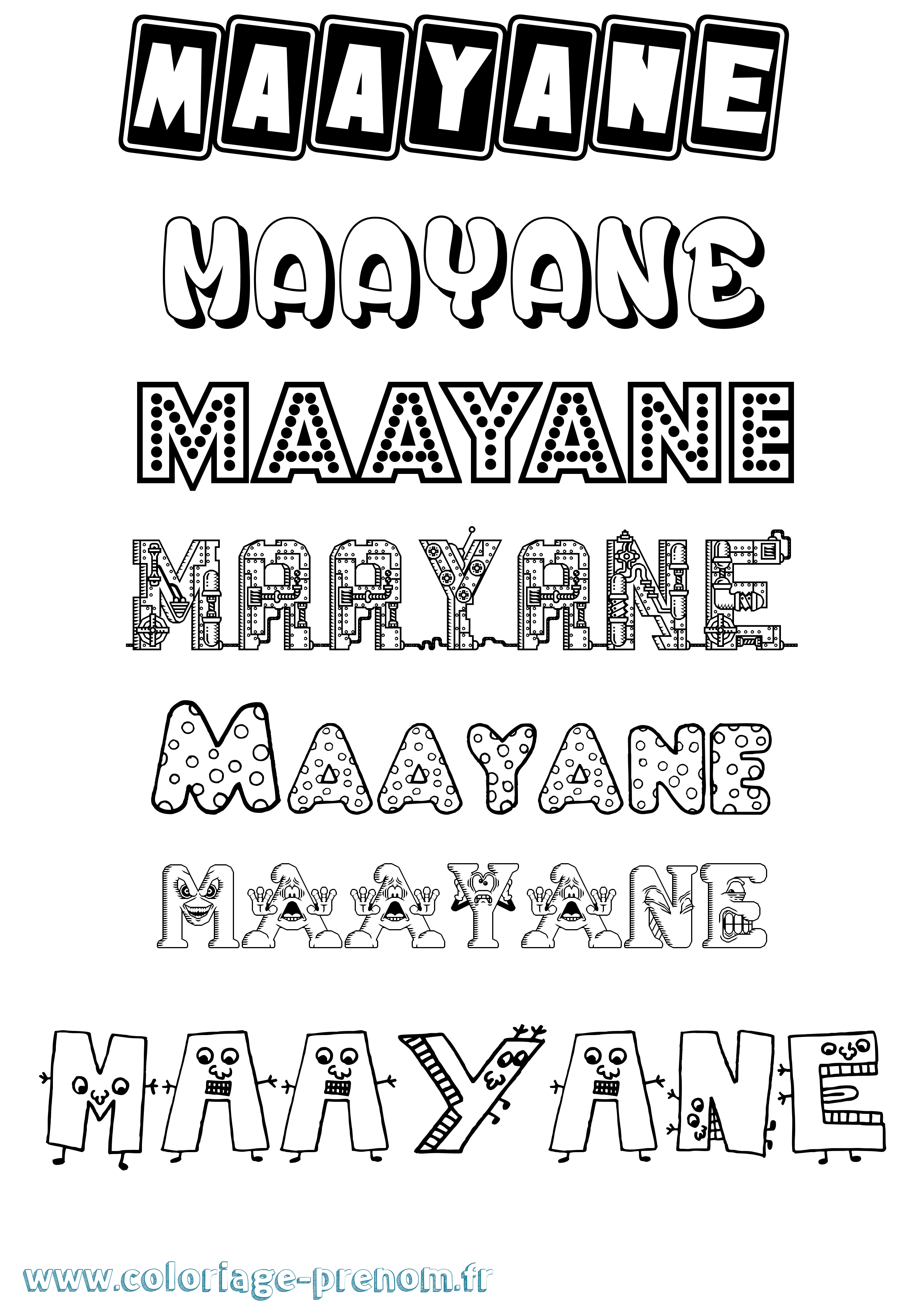 Coloriage prénom Maayane Fun