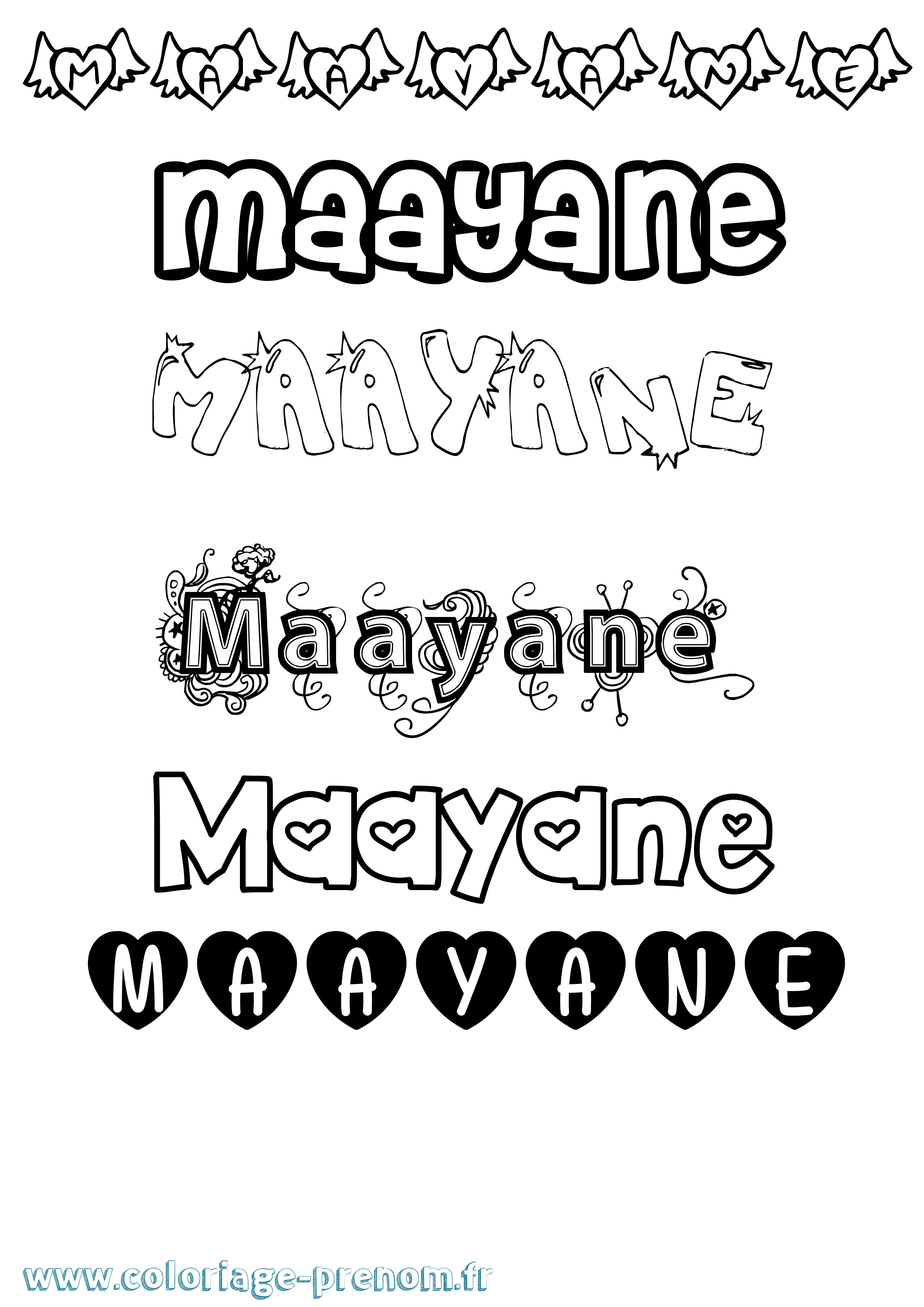 Coloriage prénom Maayane Girly