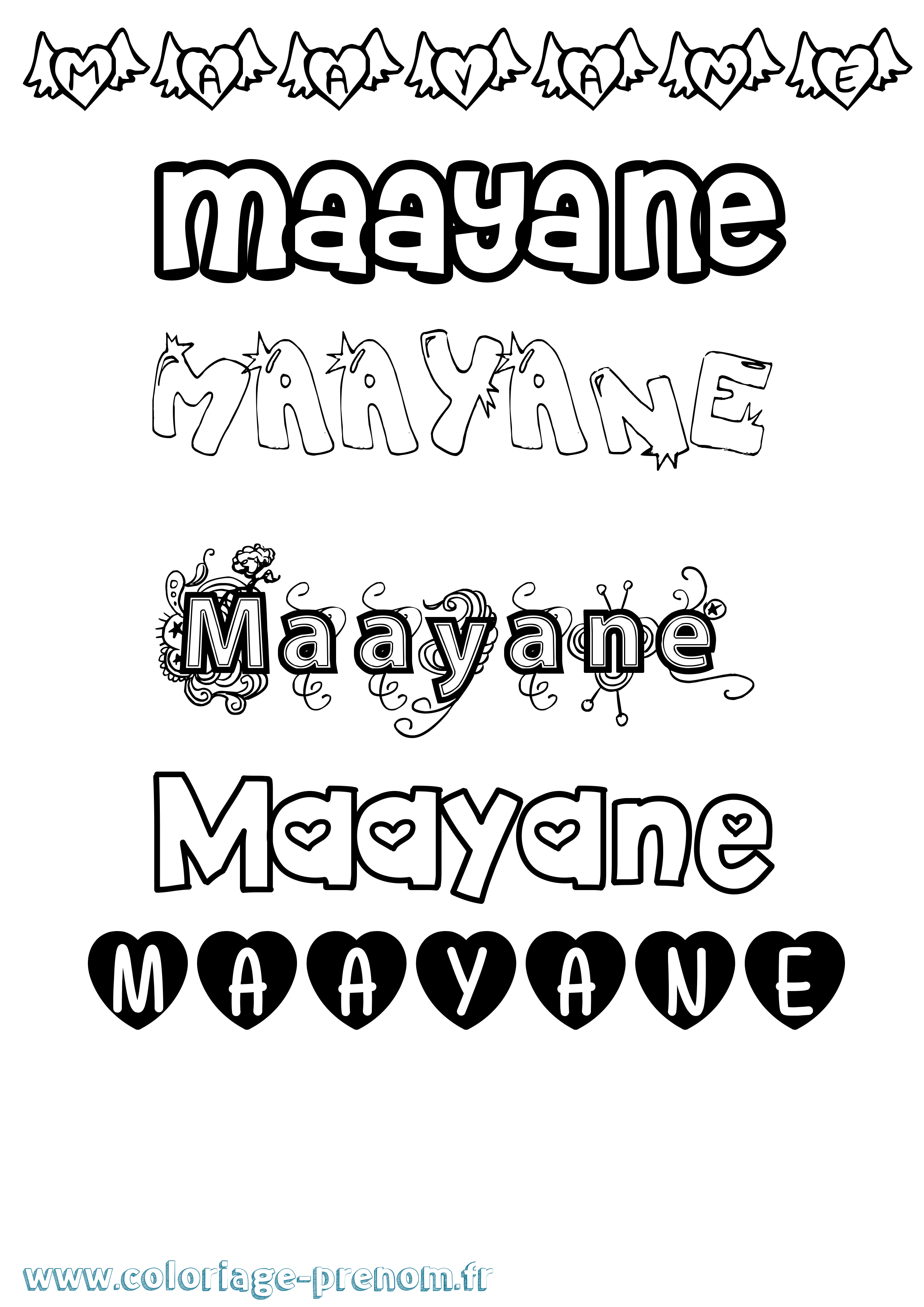 Coloriage Maayane Coloriage prénom Maayane