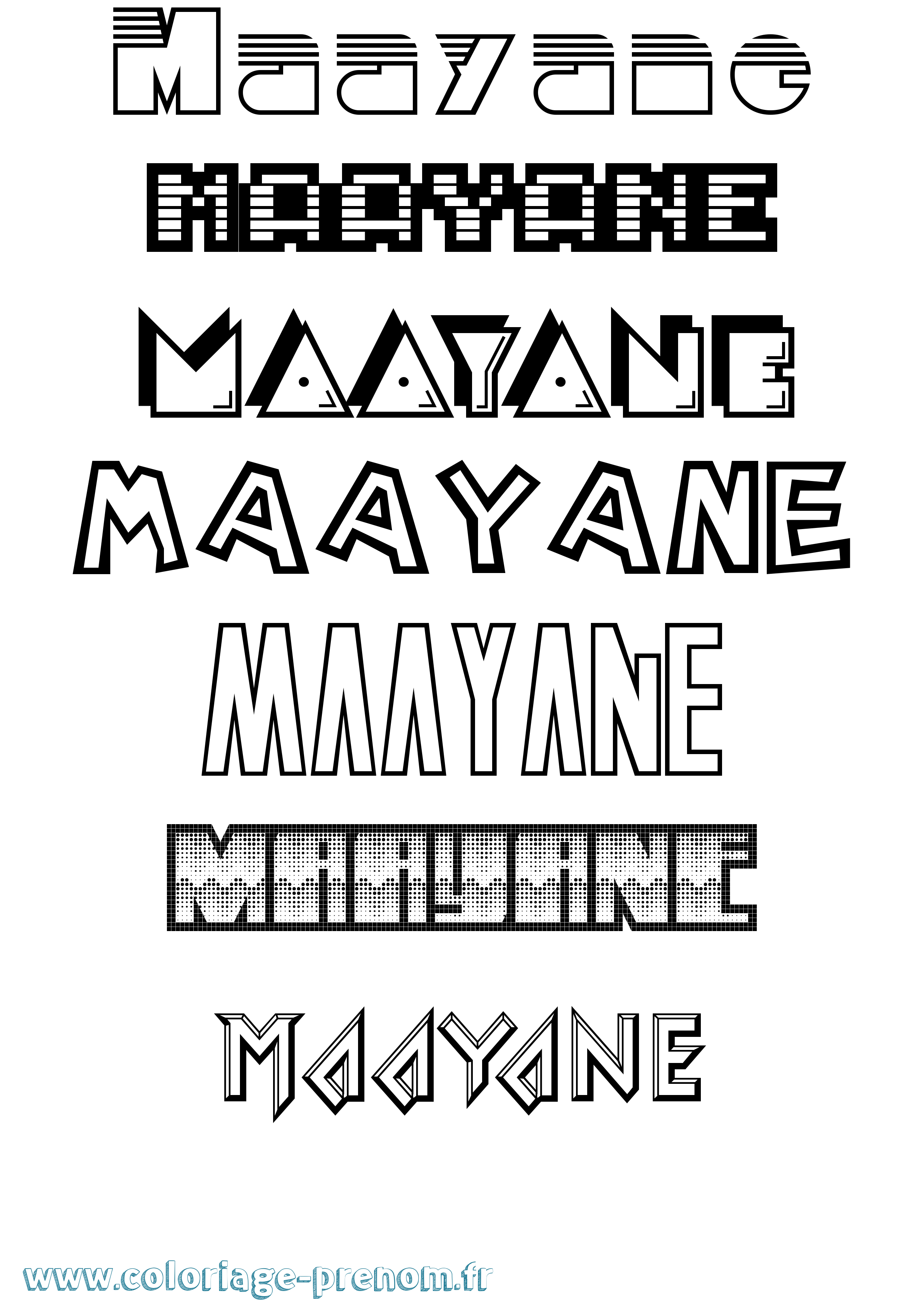 Coloriage Maayane Coloriage prénom Maayane
