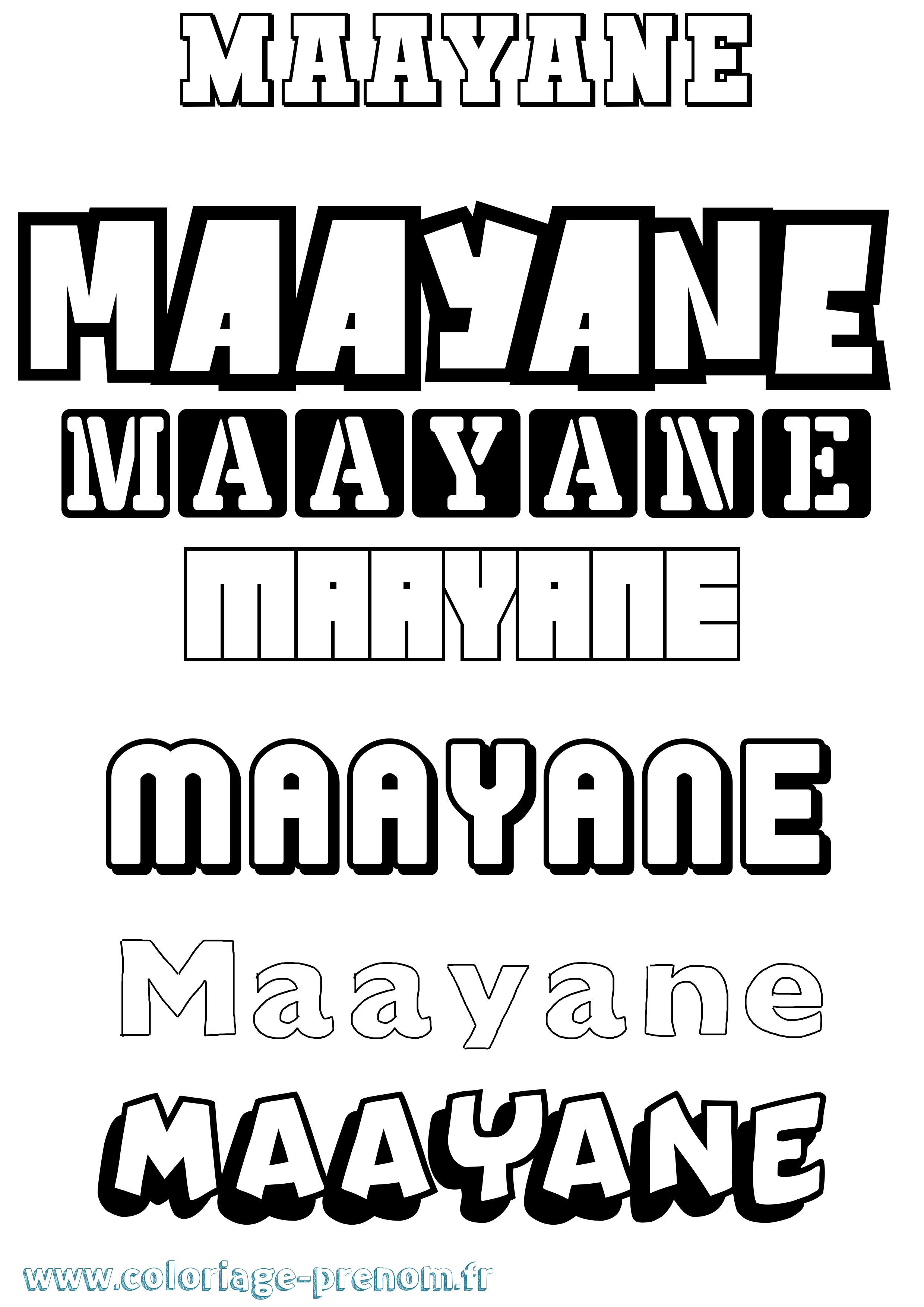 Coloriage prénom Maayane Simple