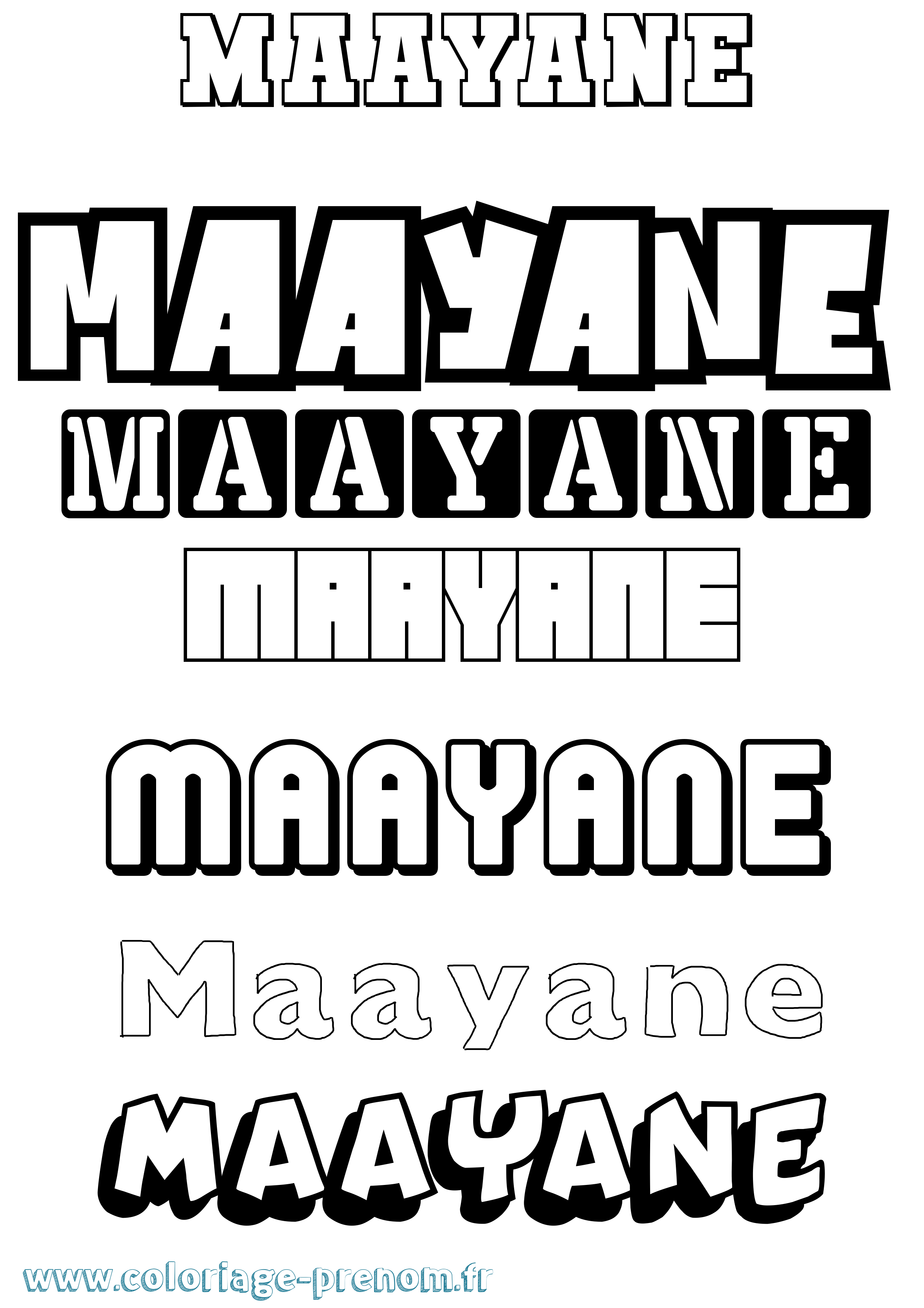Coloriage Maayane Coloriage prénom Maayane