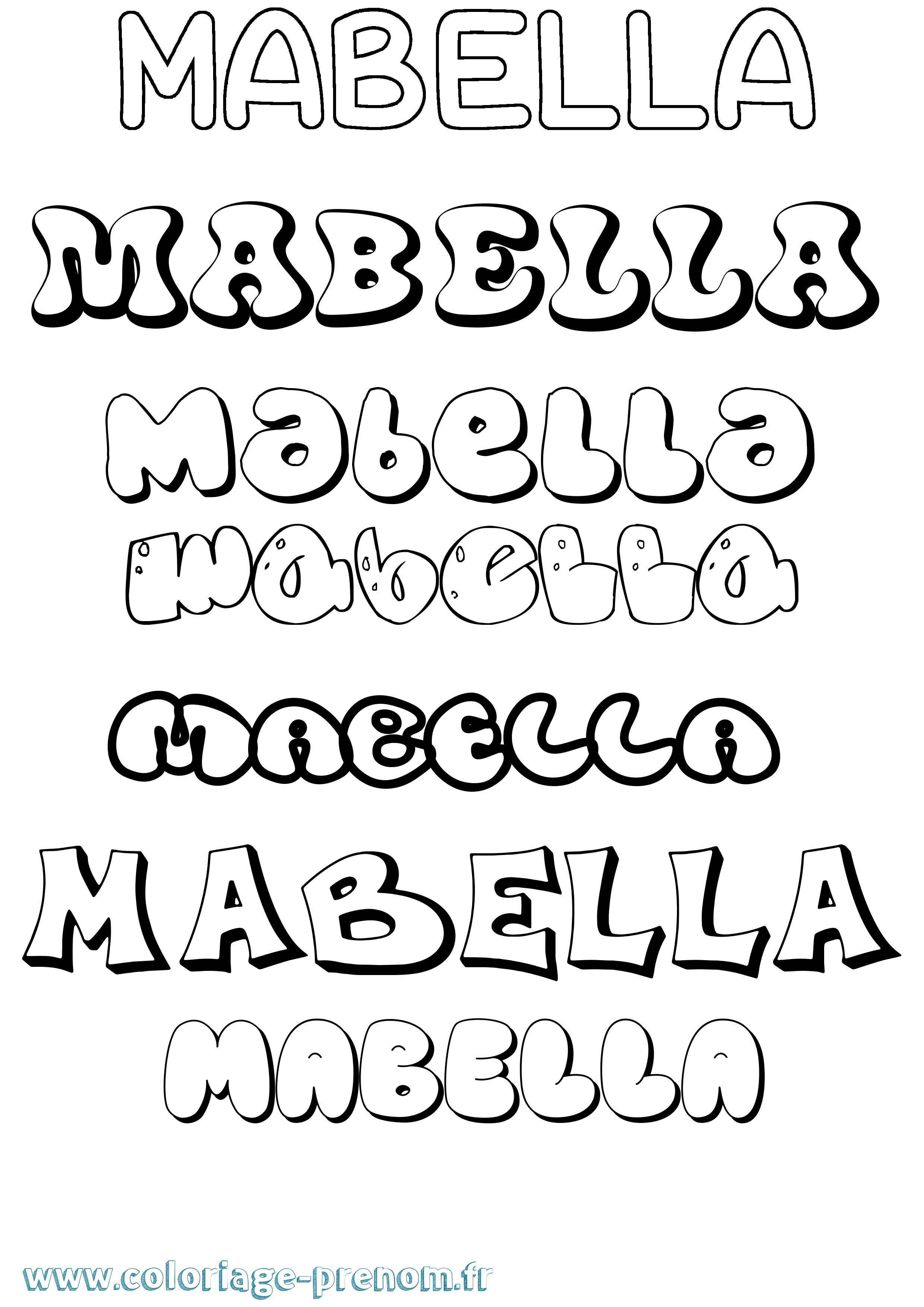 Coloriage prénom Mabella Bubble