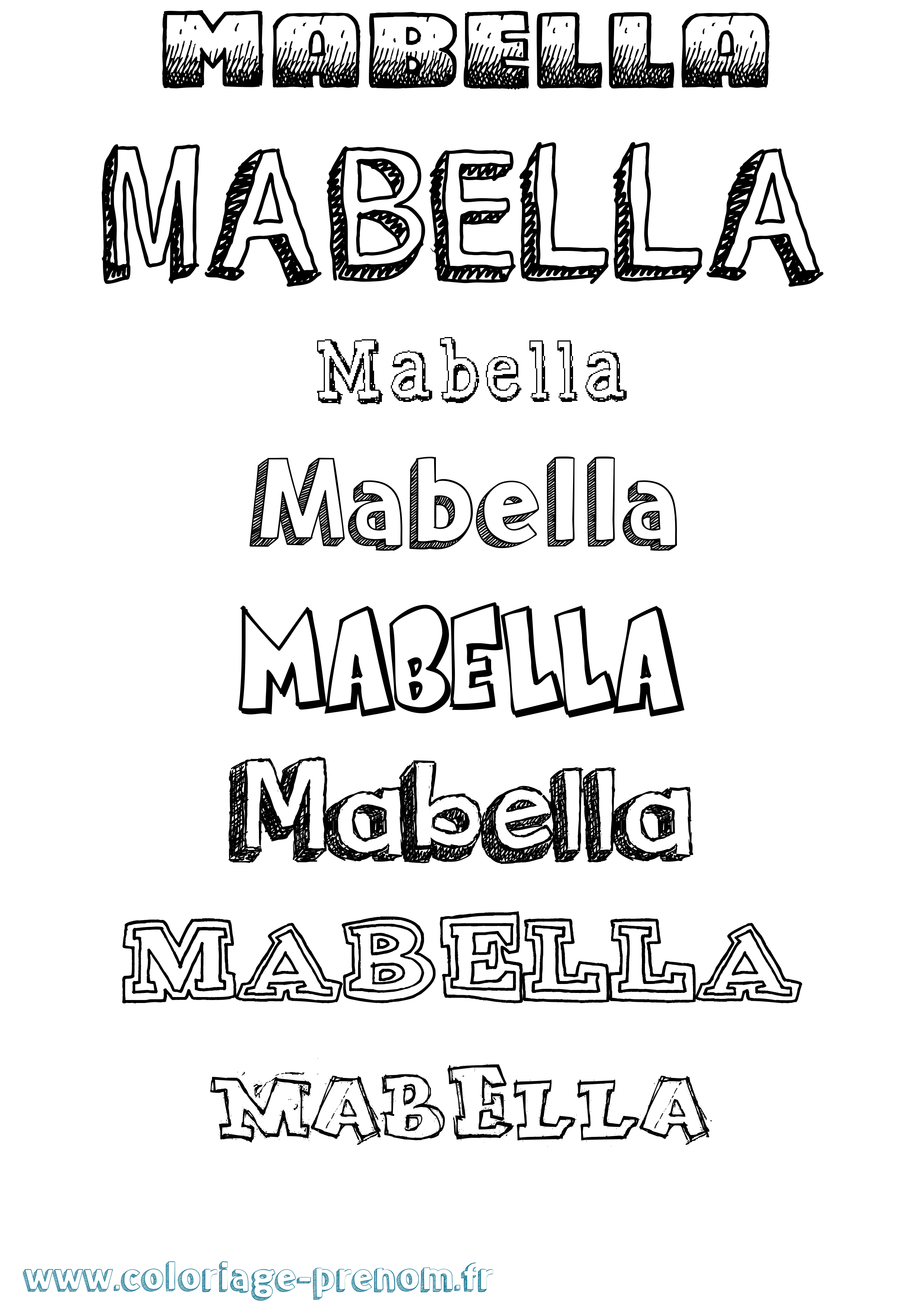 Coloriage Mabella Dessiné Coloriage prénom Mabella Dessiné