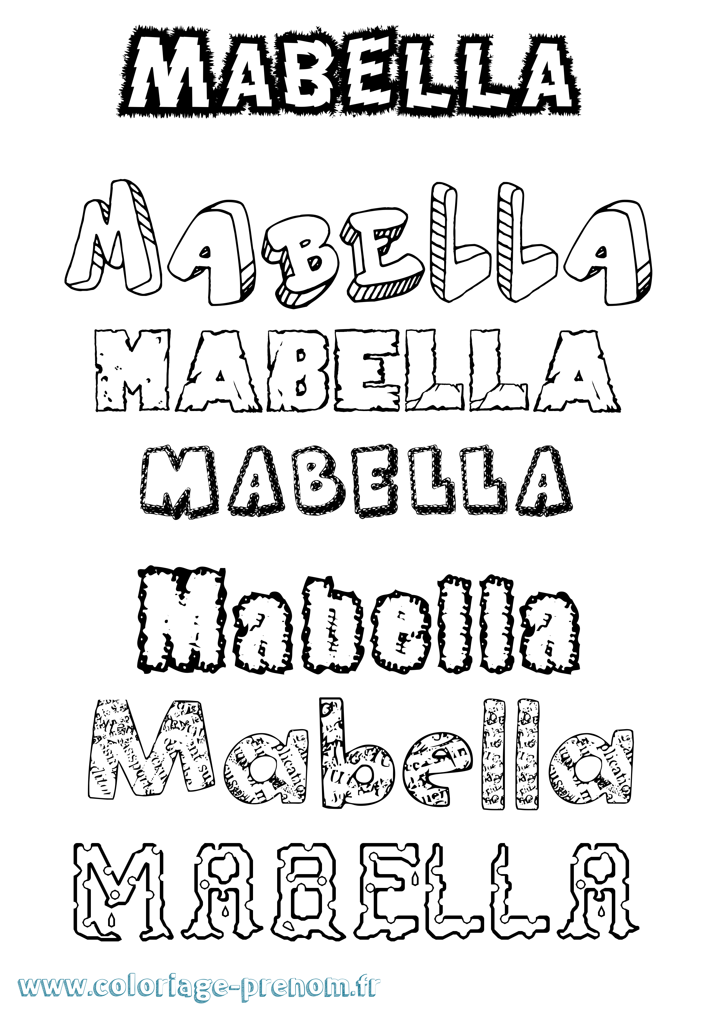 Coloriage prénom Mabella Destructuré