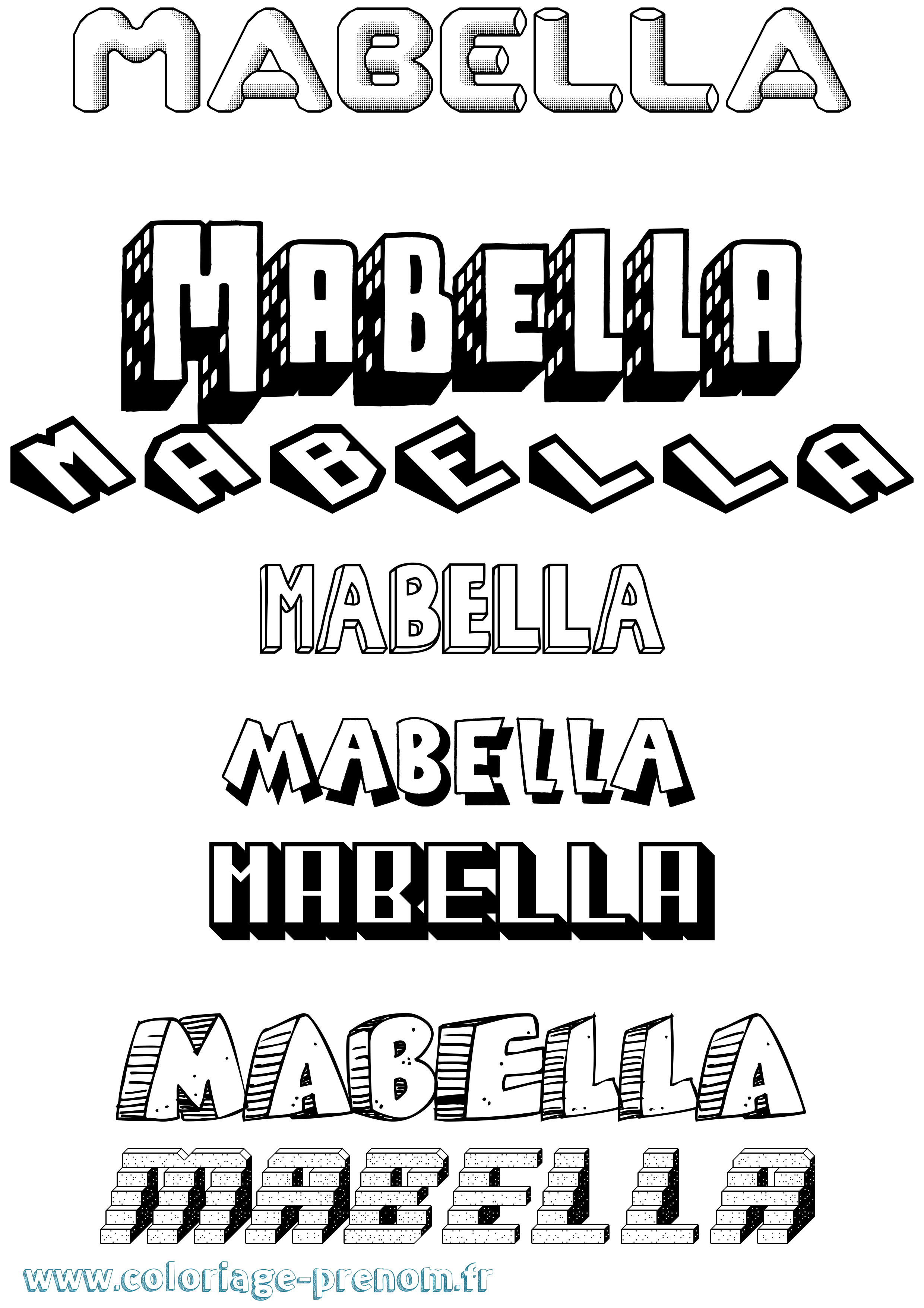 Coloriage prénom Mabella Effet 3D