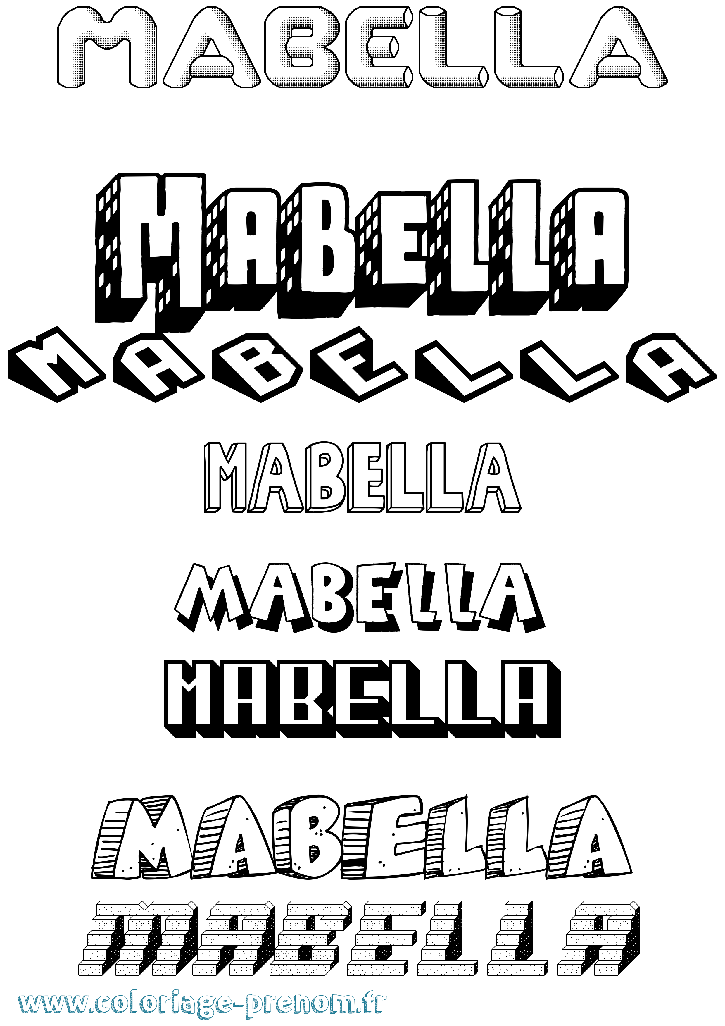 Coloriage Mabella Effet 3D Coloriage prénom Mabella Effet 3D