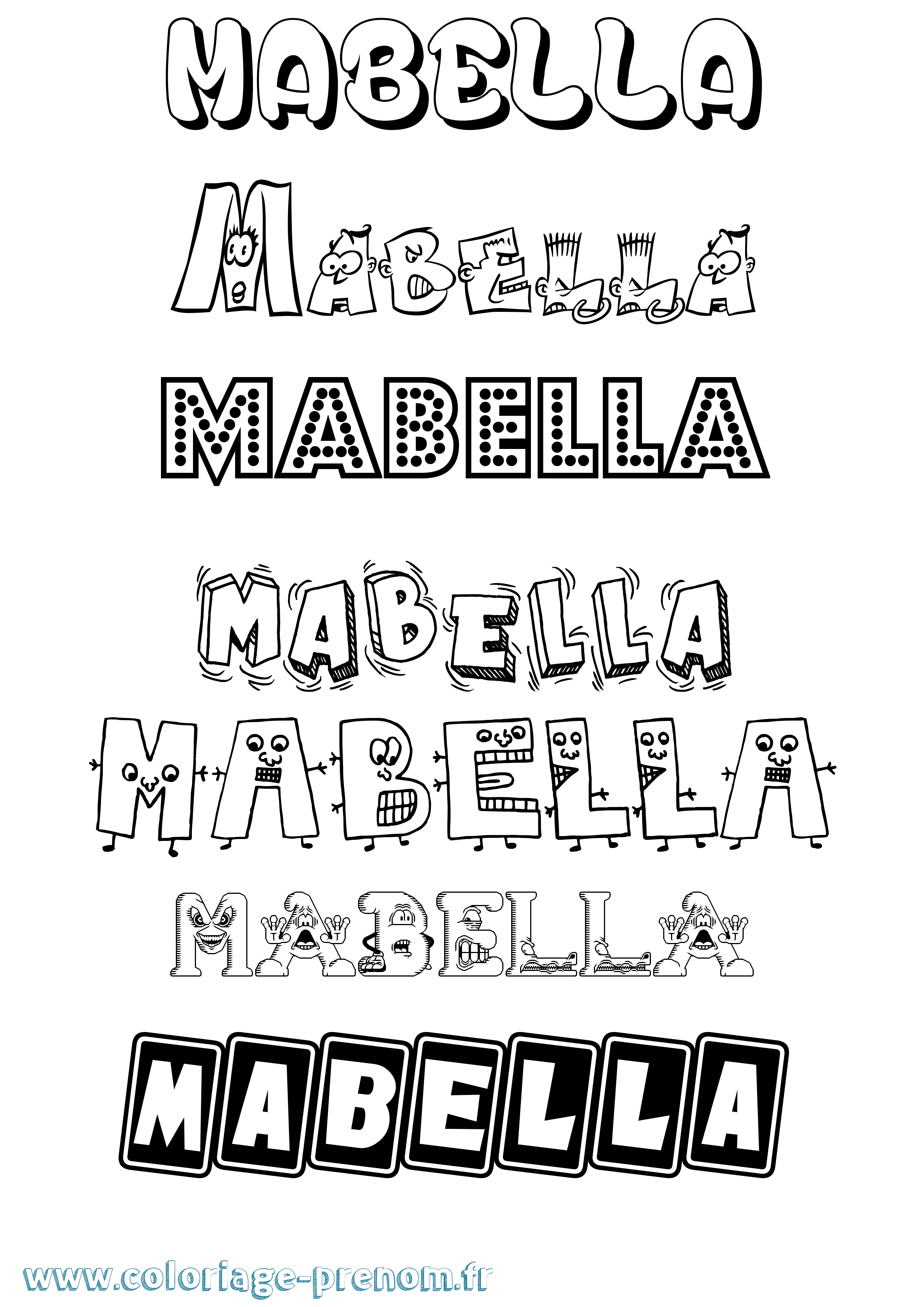 Coloriage prénom Mabella Fun