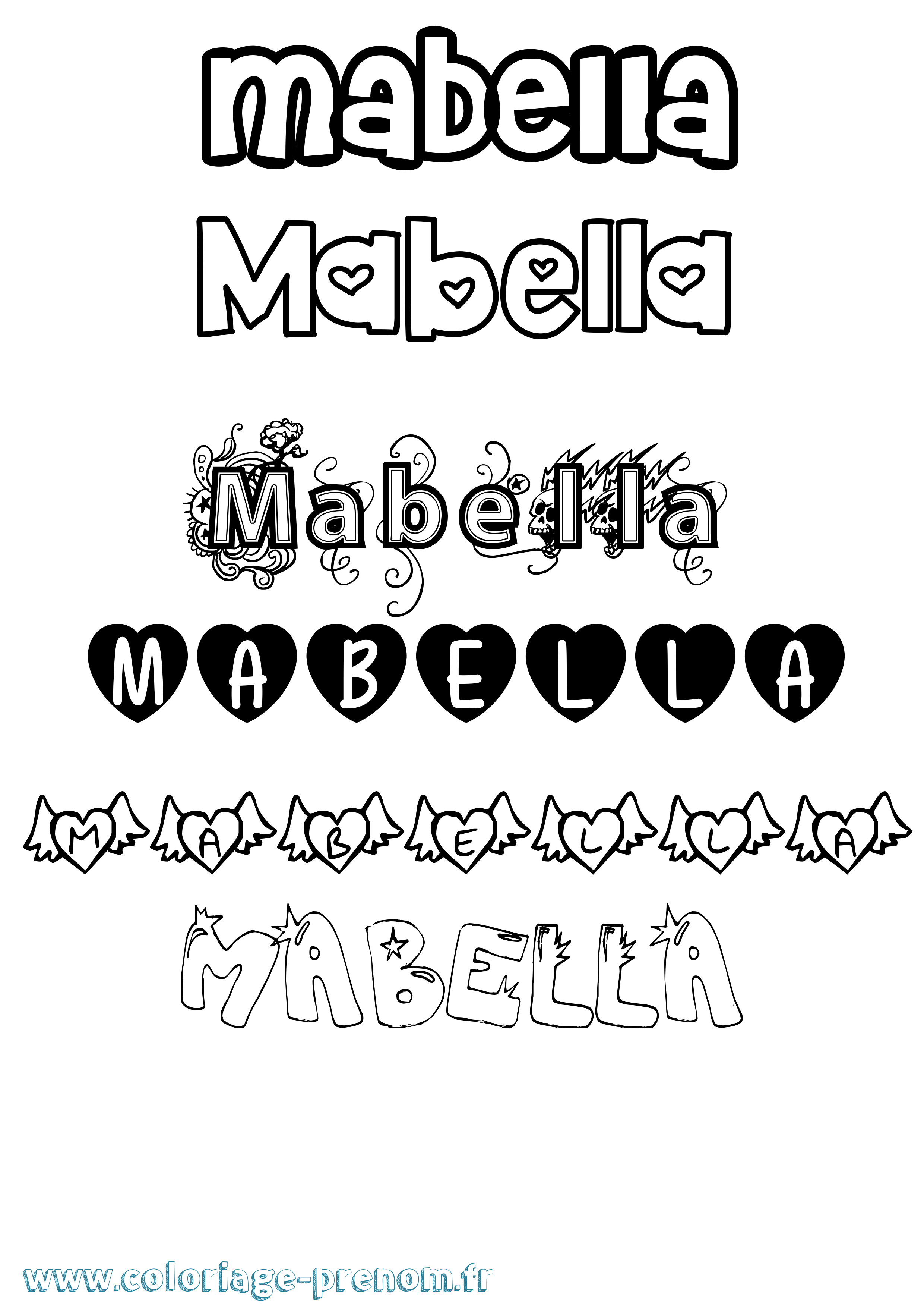 Coloriage Mabella Girly Coloriage prénom Mabella Girly