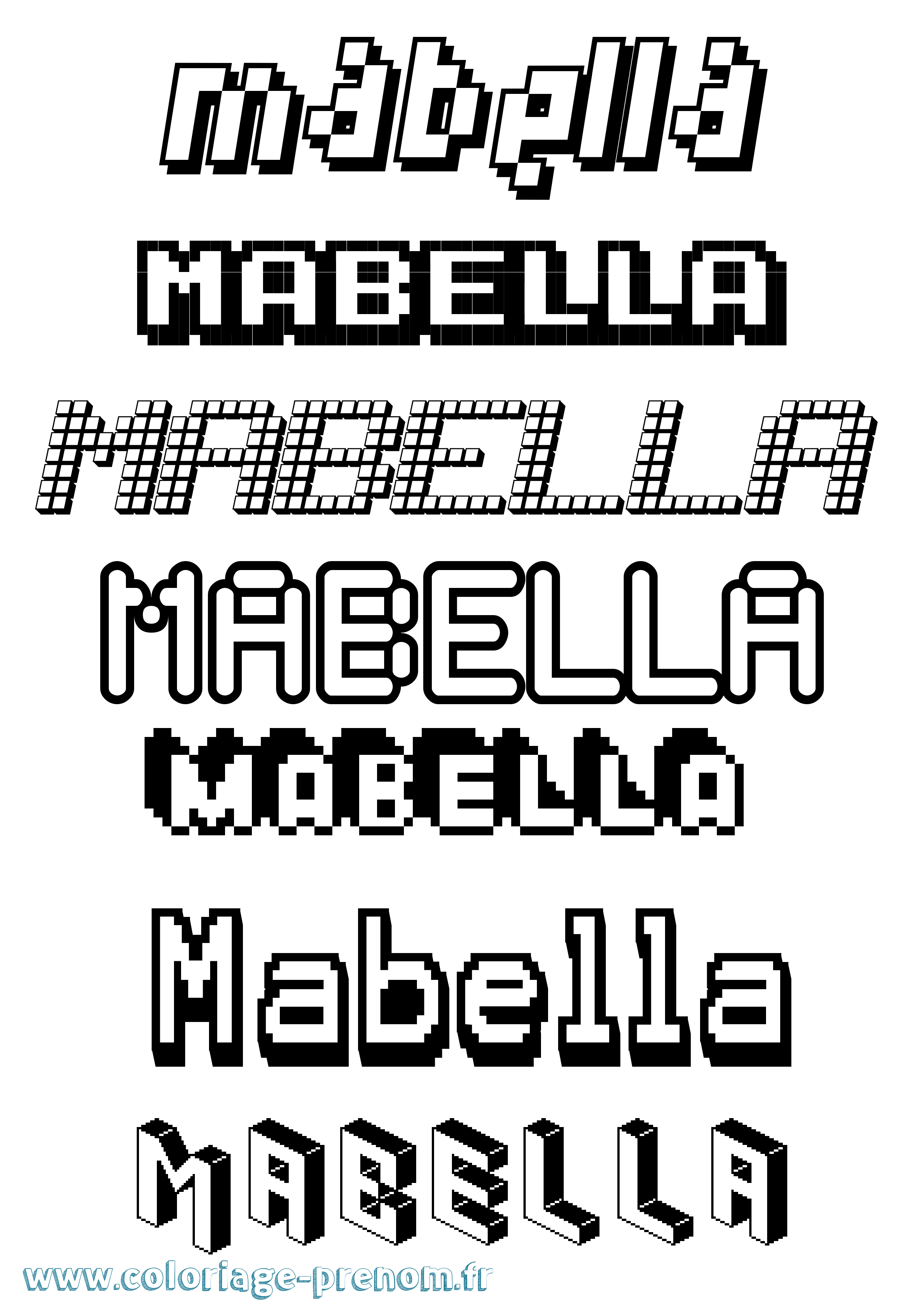 Coloriage prénom Mabella Pixel