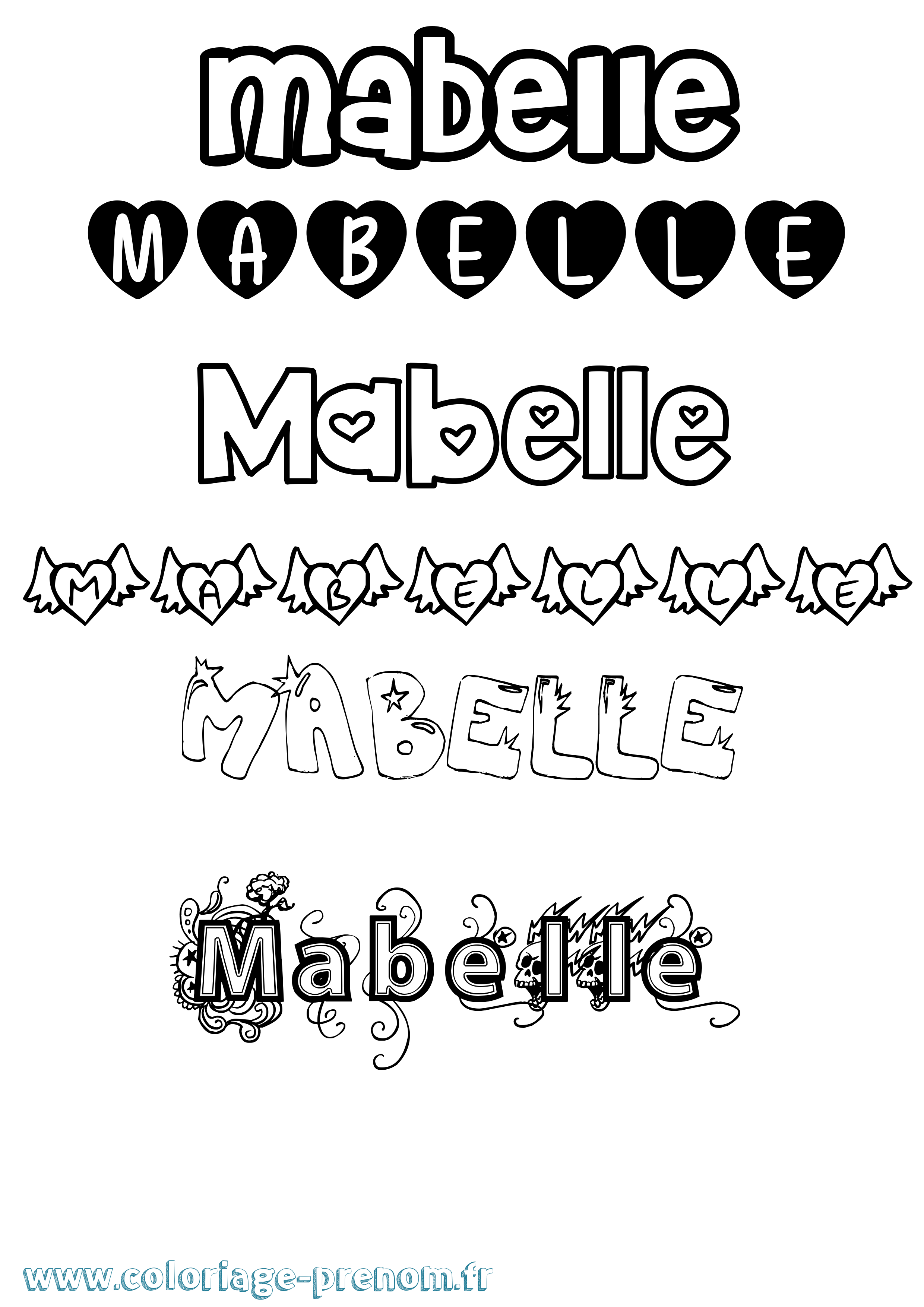 Coloriage prénom Mabelle Girly
