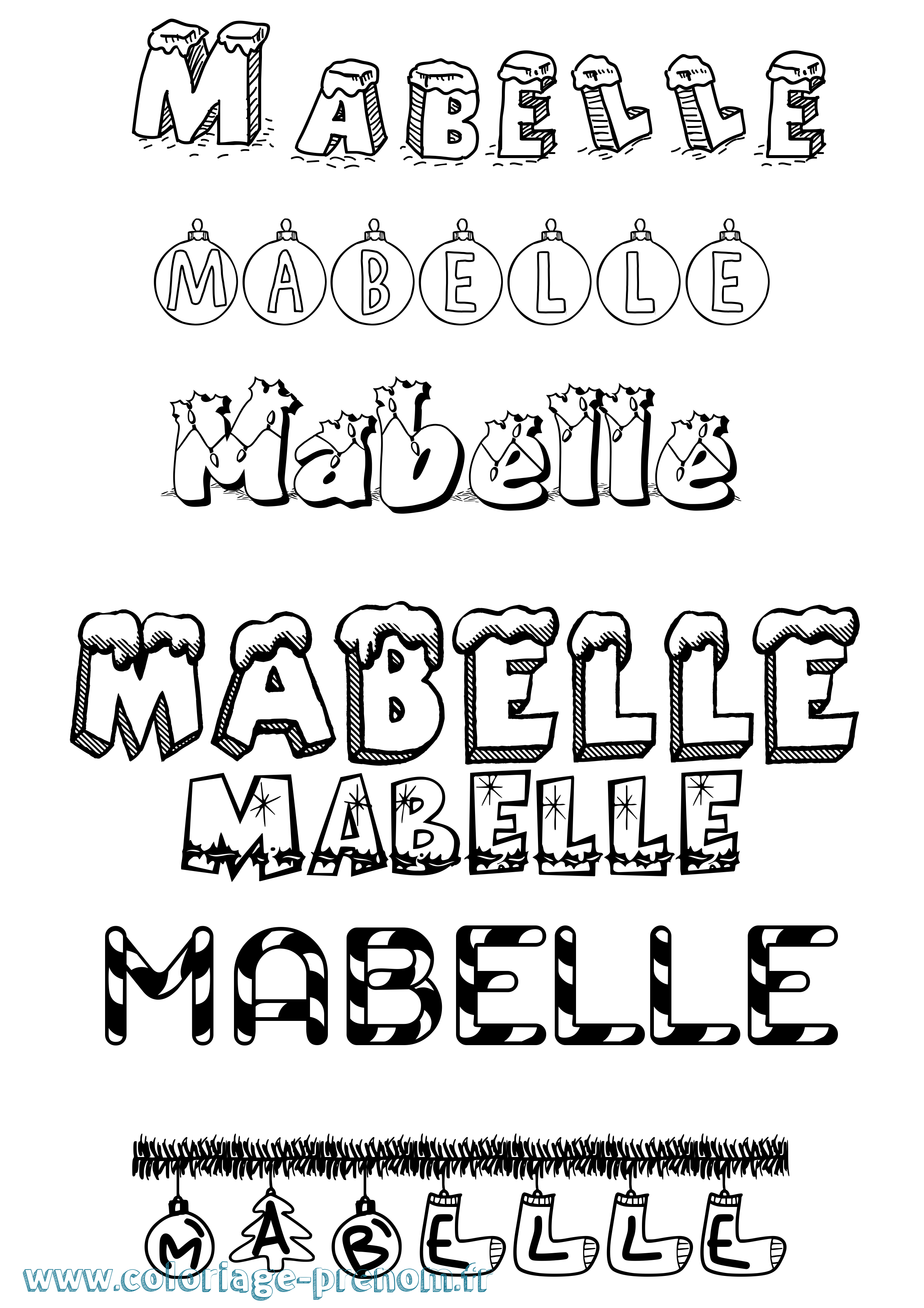 Coloriage prénom Mabelle Noël