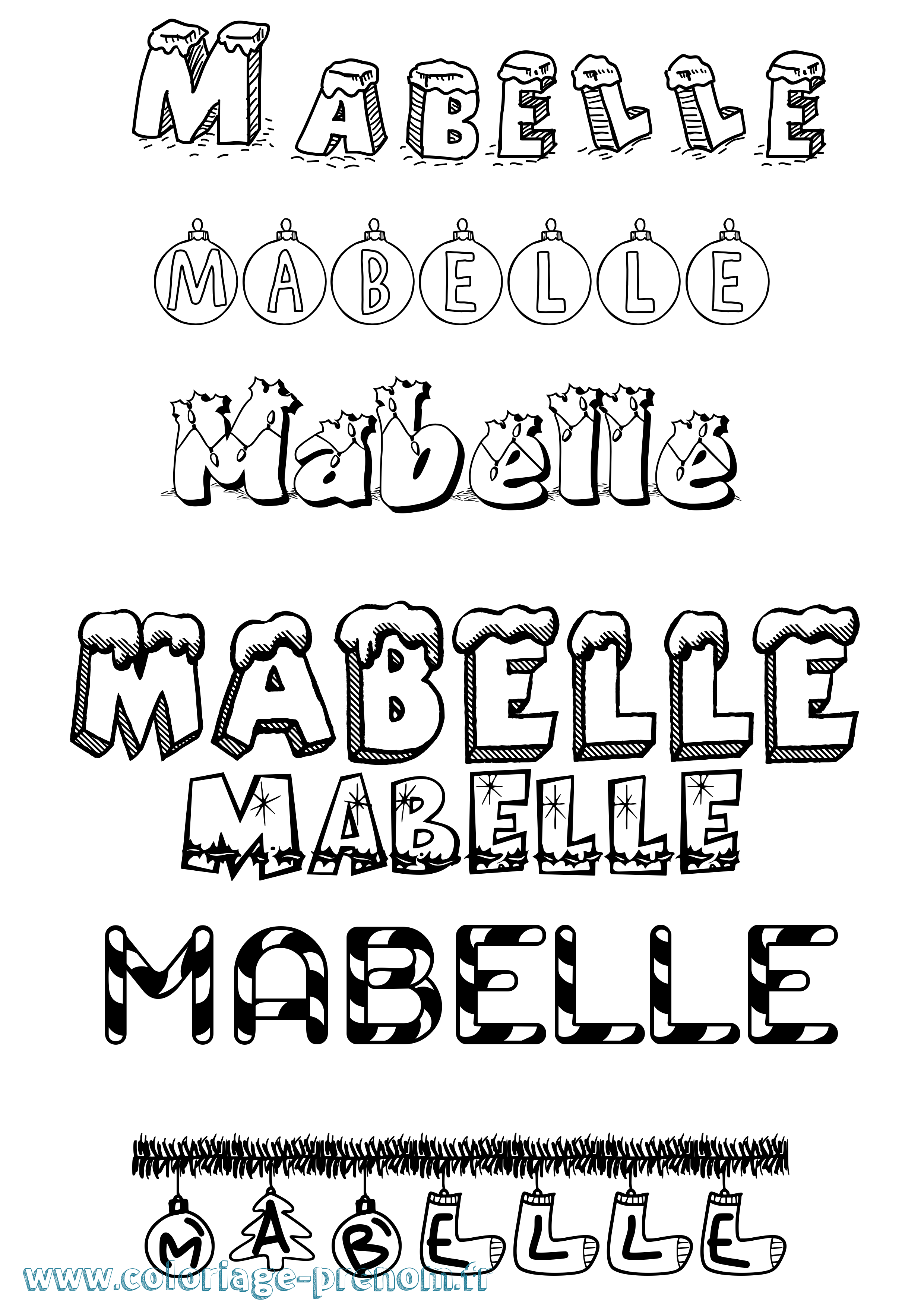 Coloriage Mabelle Noël Coloriage prénom Mabelle Noël