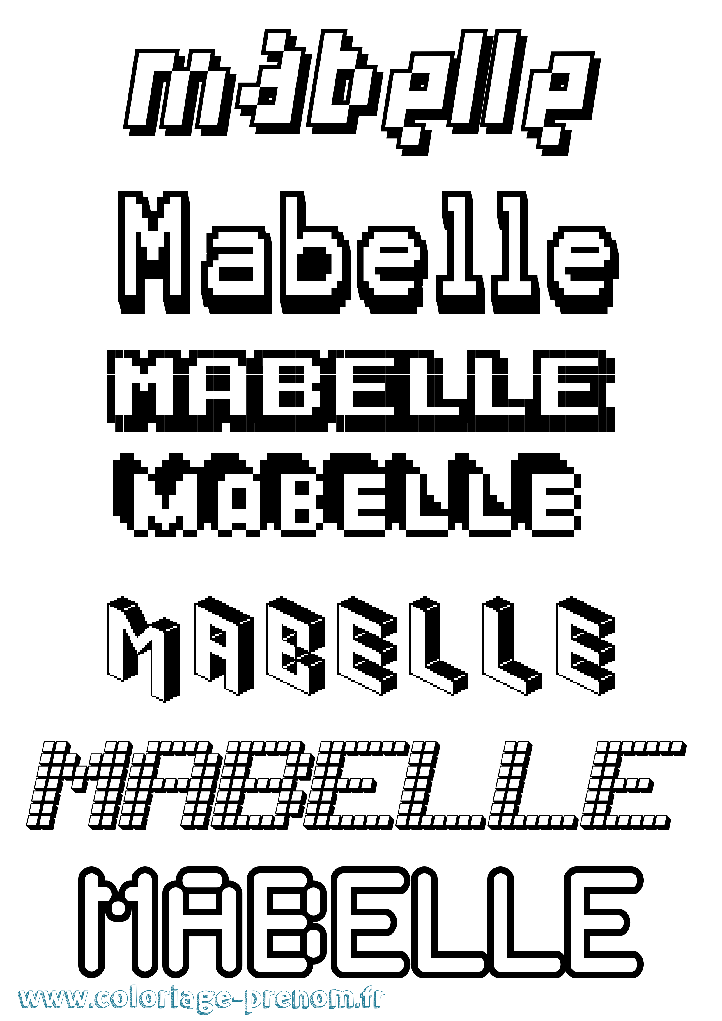 Coloriage prénom Mabelle Pixel