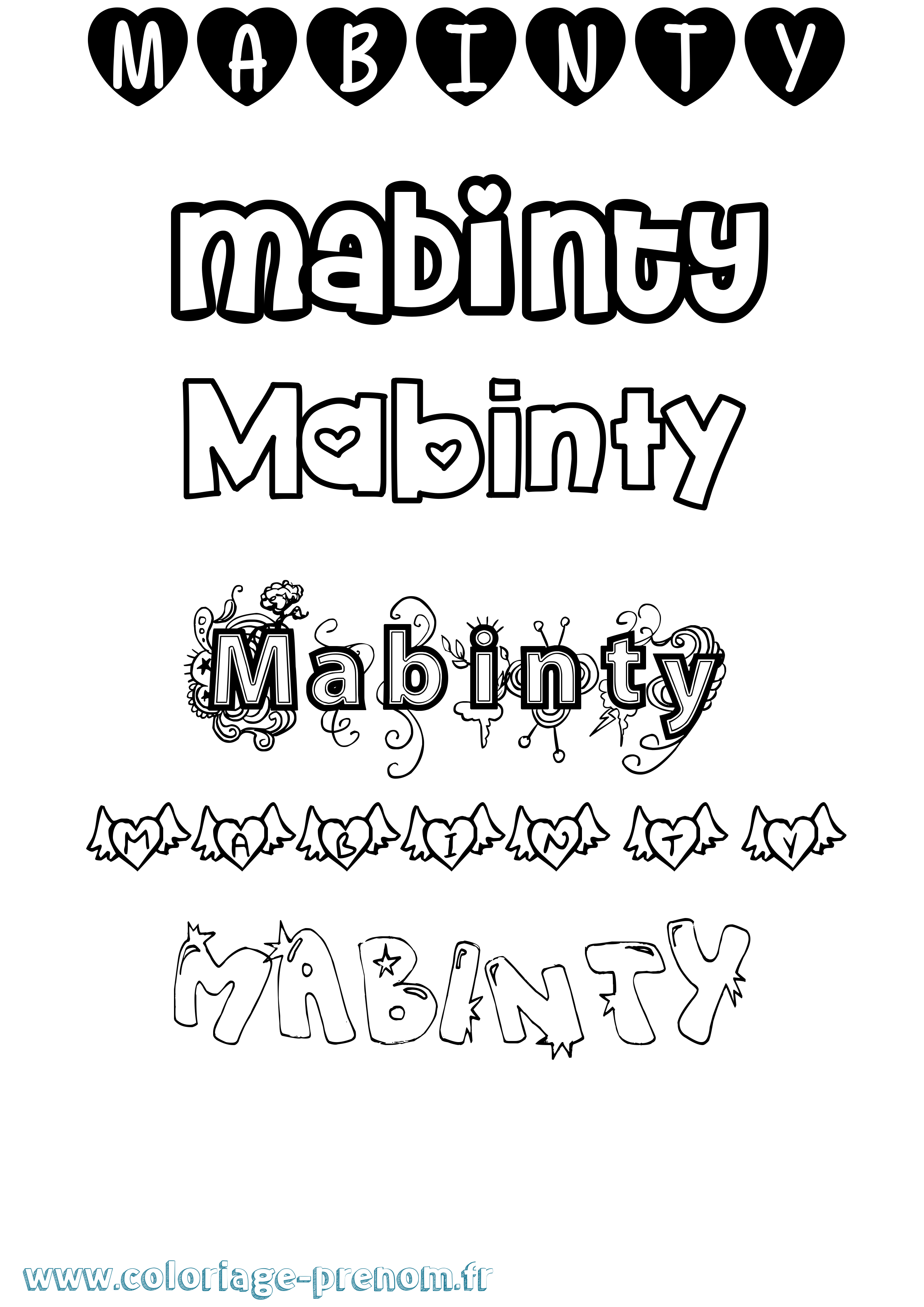 Coloriage Mabinty Girly Coloriage prénom Mabinty Girly