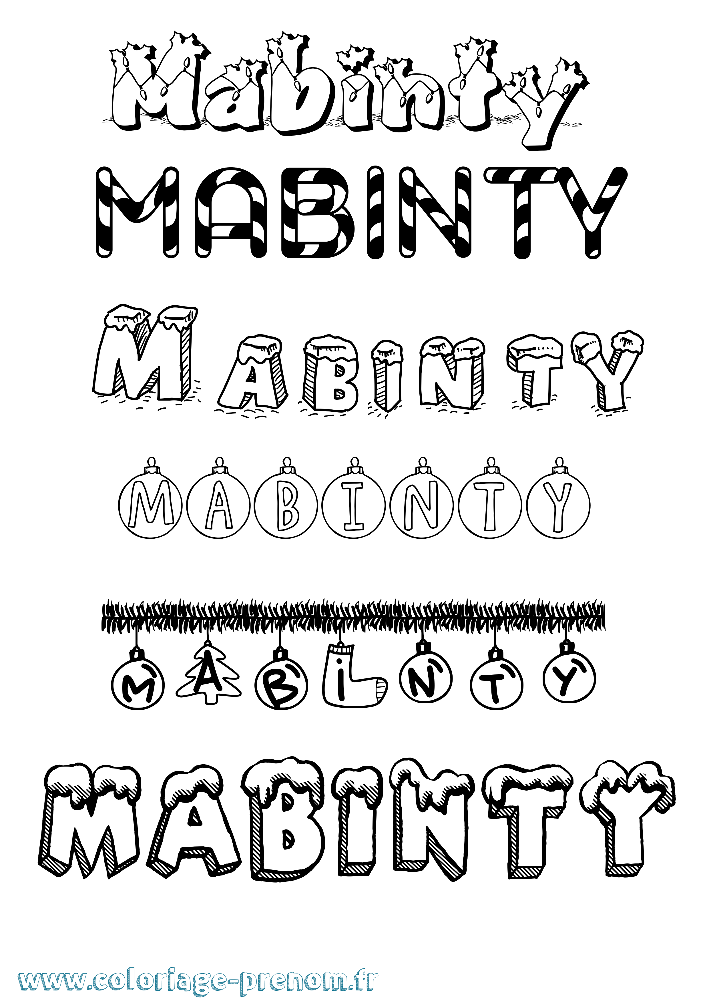 Coloriage Mabinty Noël Coloriage prénom Mabinty Noël