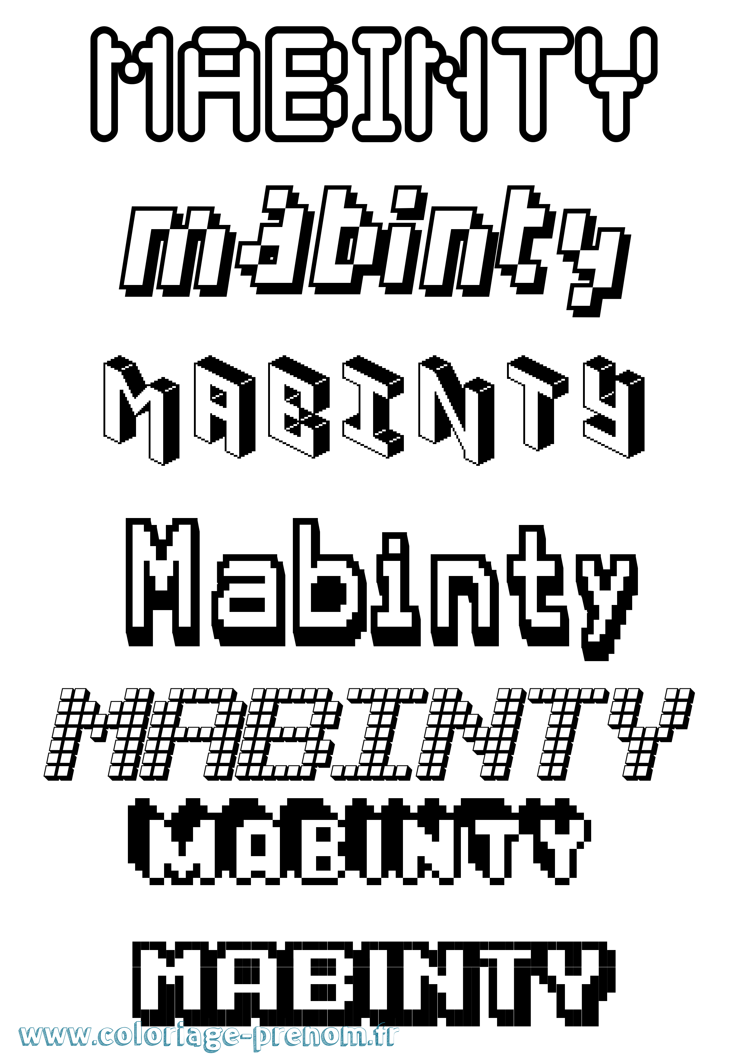 Coloriage Mabinty Pixel Coloriage prénom Mabinty Pixel