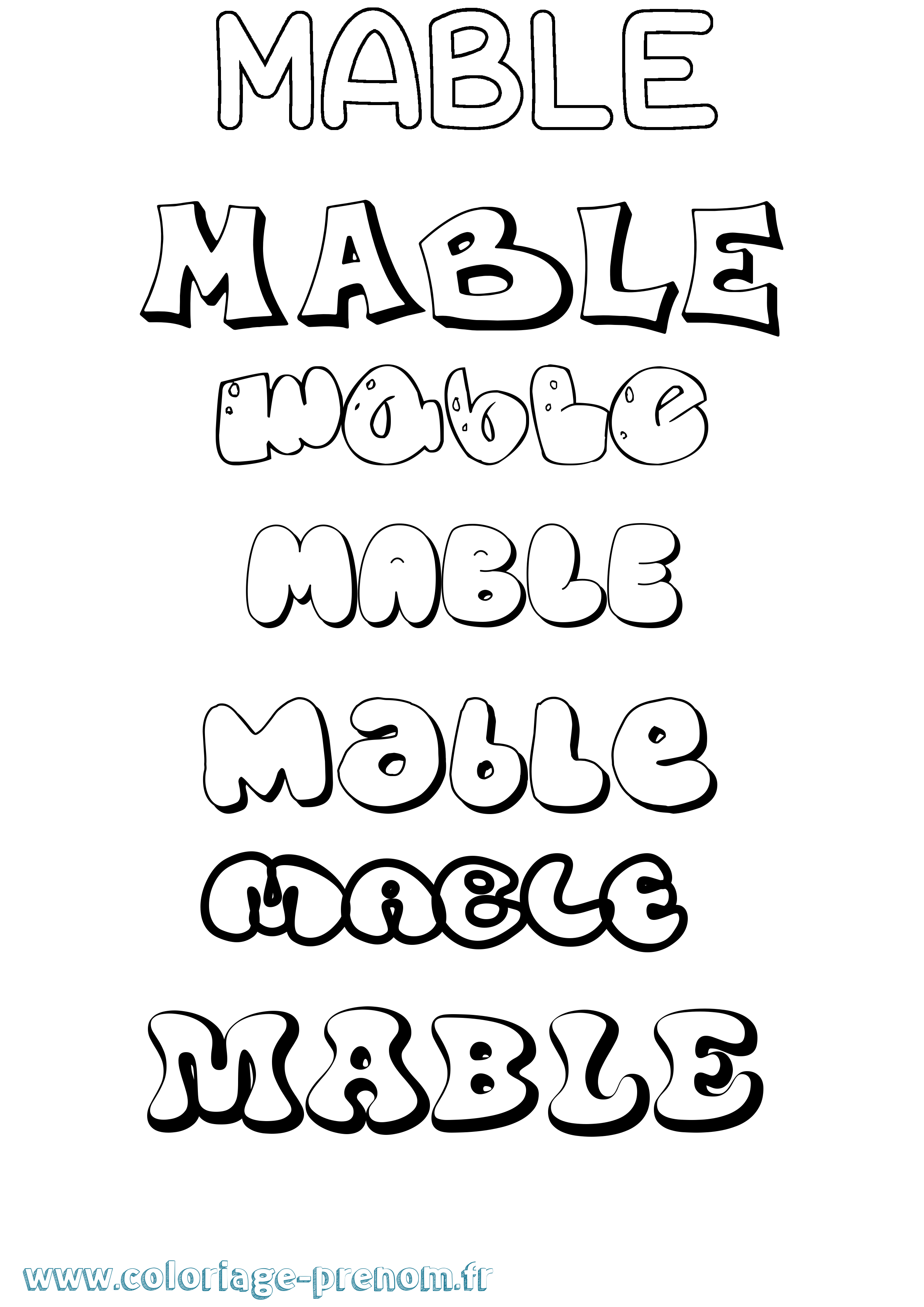 Coloriage prénom Mable Bubble