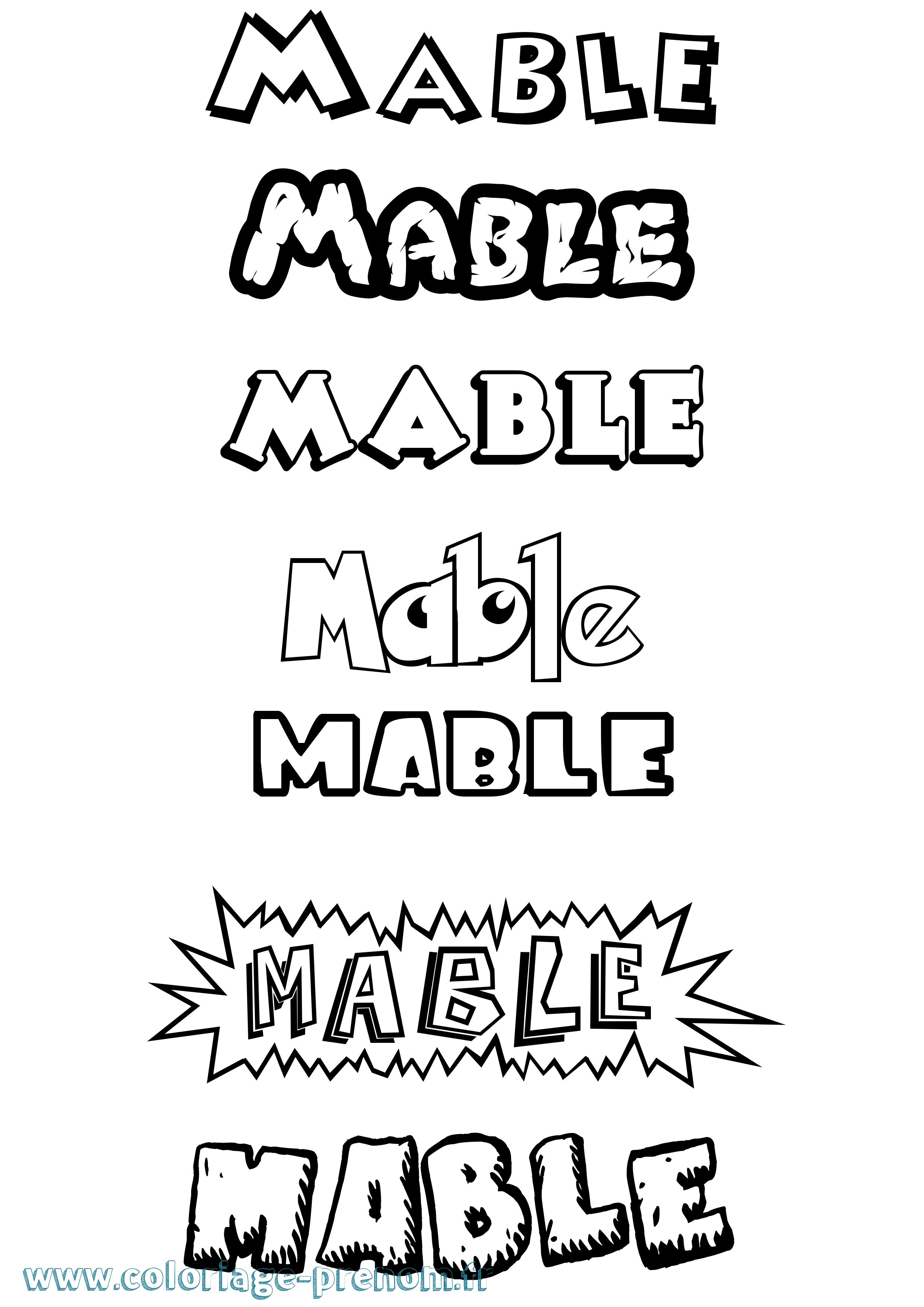 Coloriage Mable Dessin Animé Coloriage prénom Mable Dessin Animé