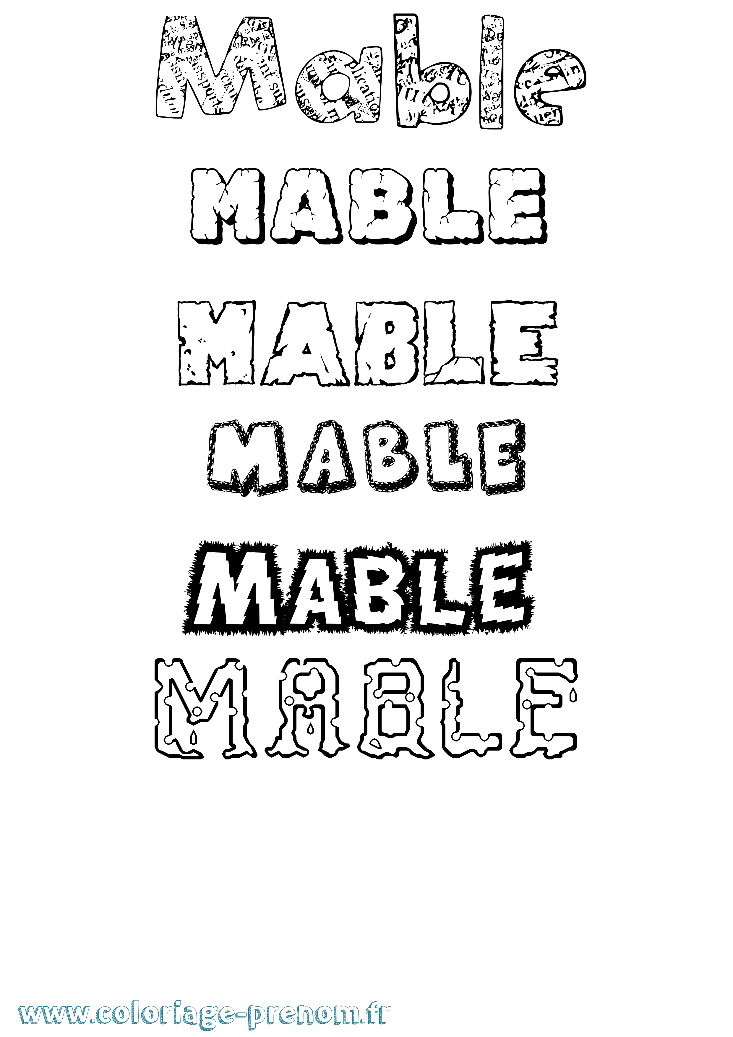 Coloriage Mable Destructuré Coloriage prénom Mable Destructuré