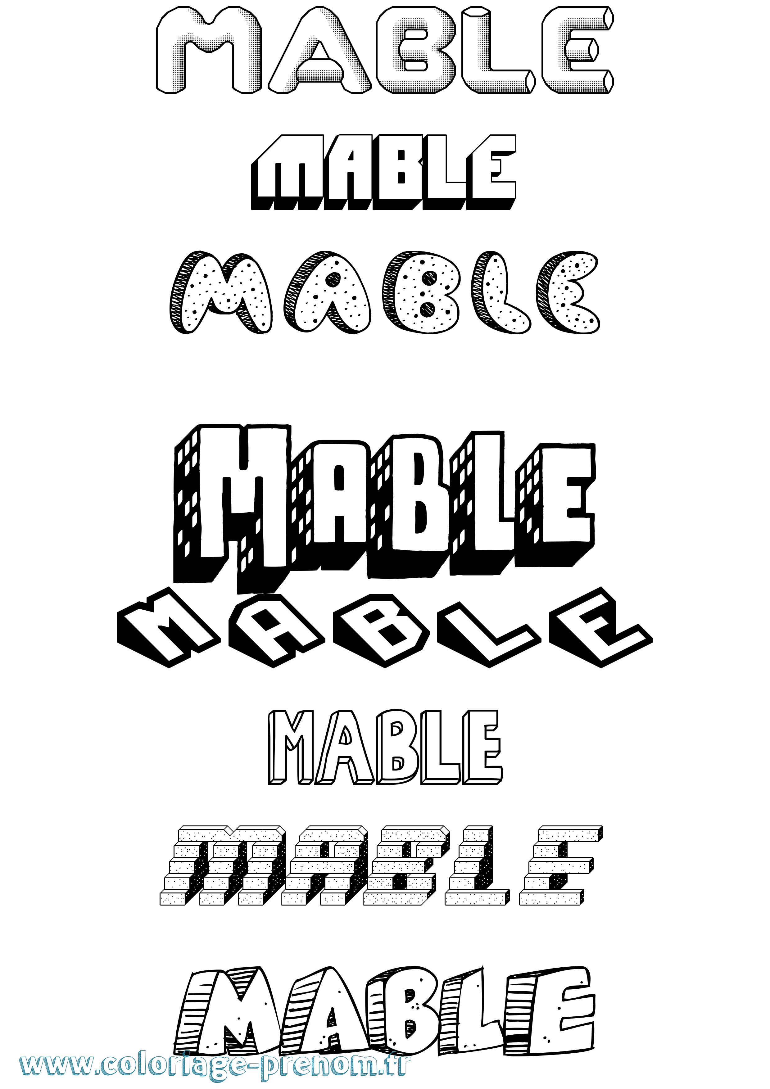 Coloriage prénom Mable Effet 3D