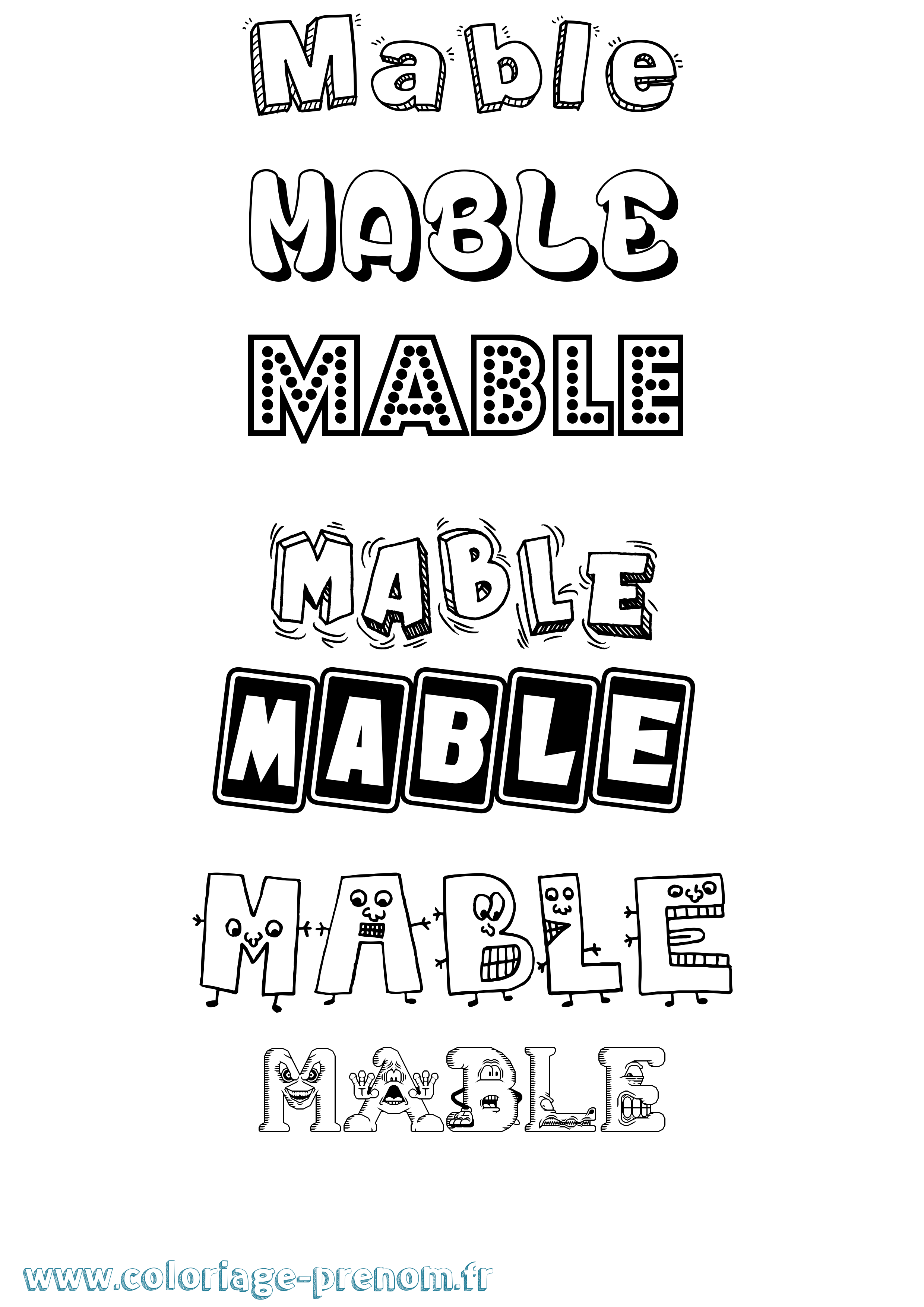Coloriage prénom Mable Fun