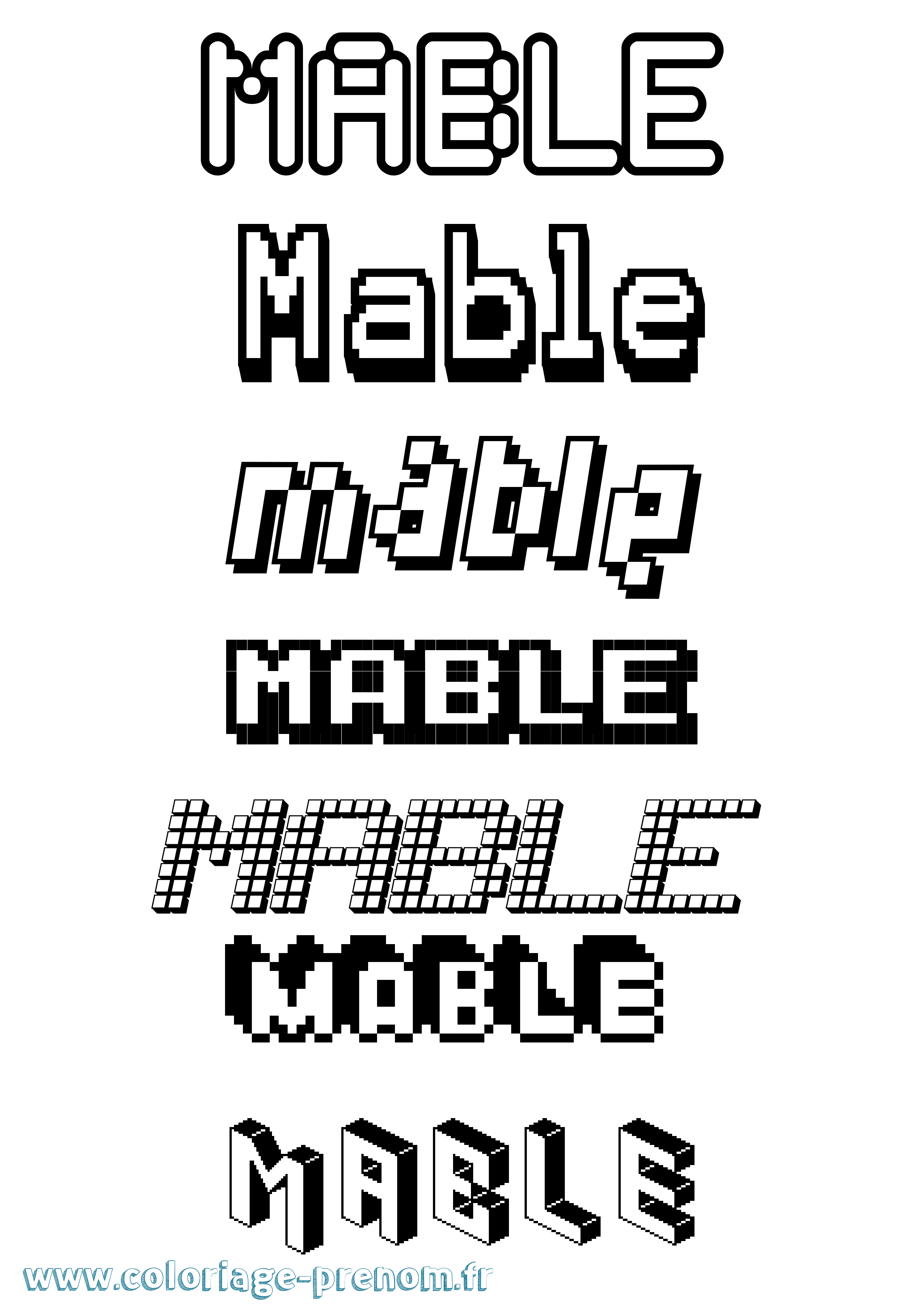 Coloriage prénom Mable Pixel