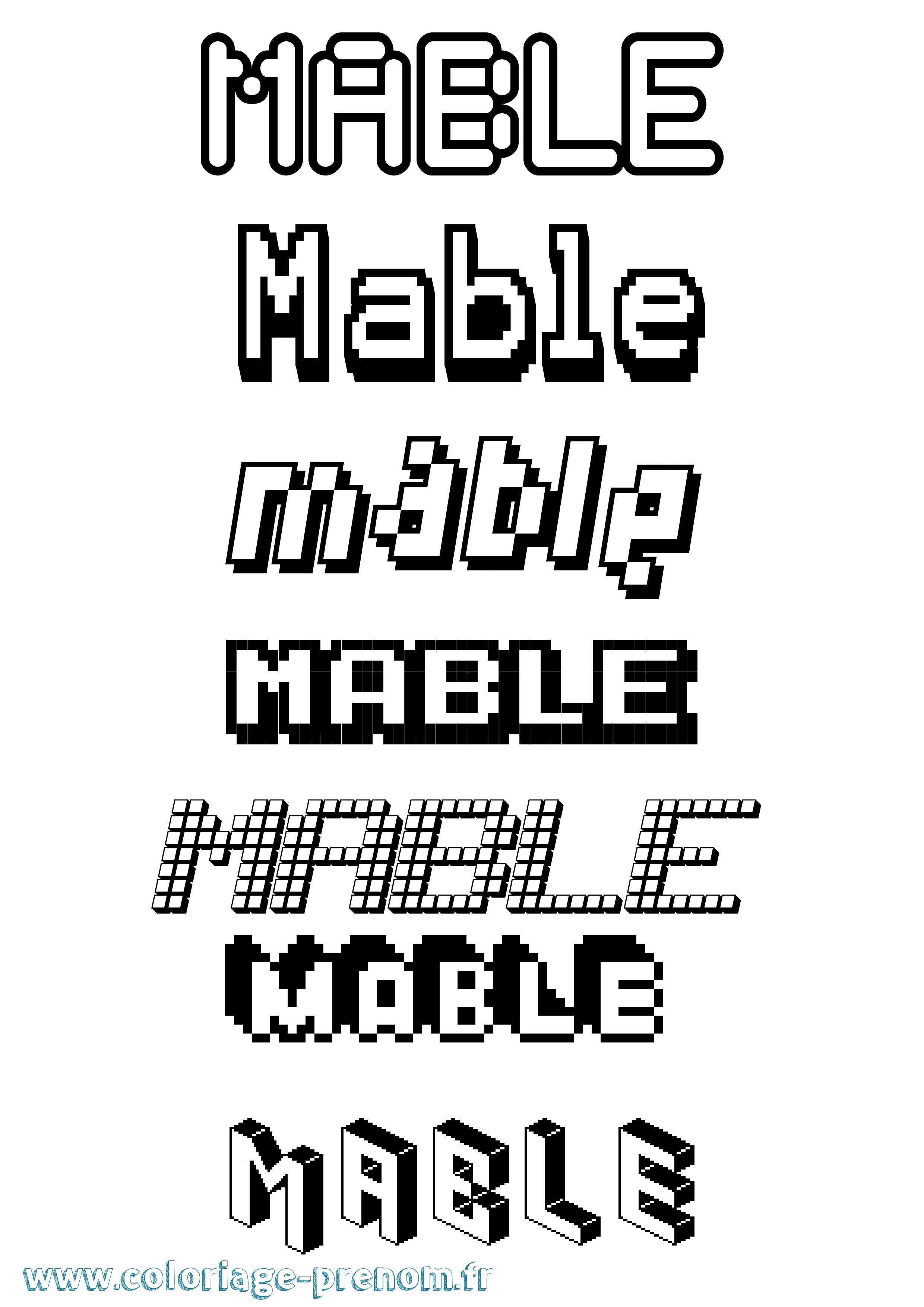 Coloriage Mable Pixel Coloriage prénom Mable Pixel