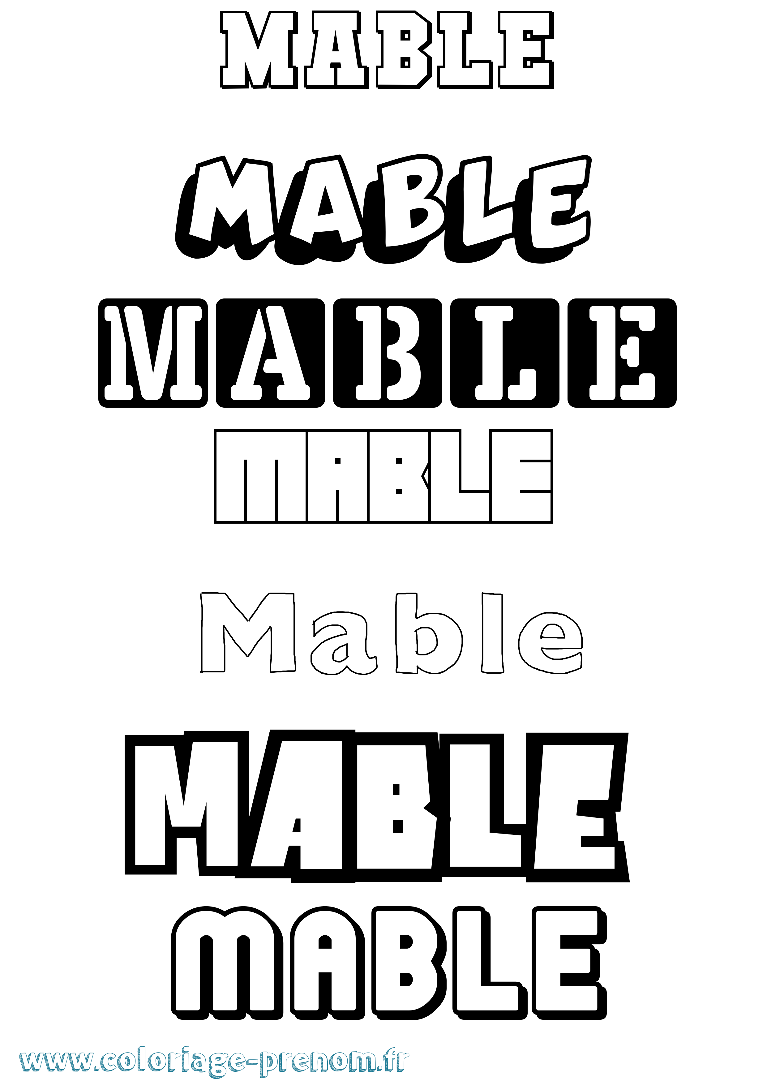 Coloriage prénom Mable Simple