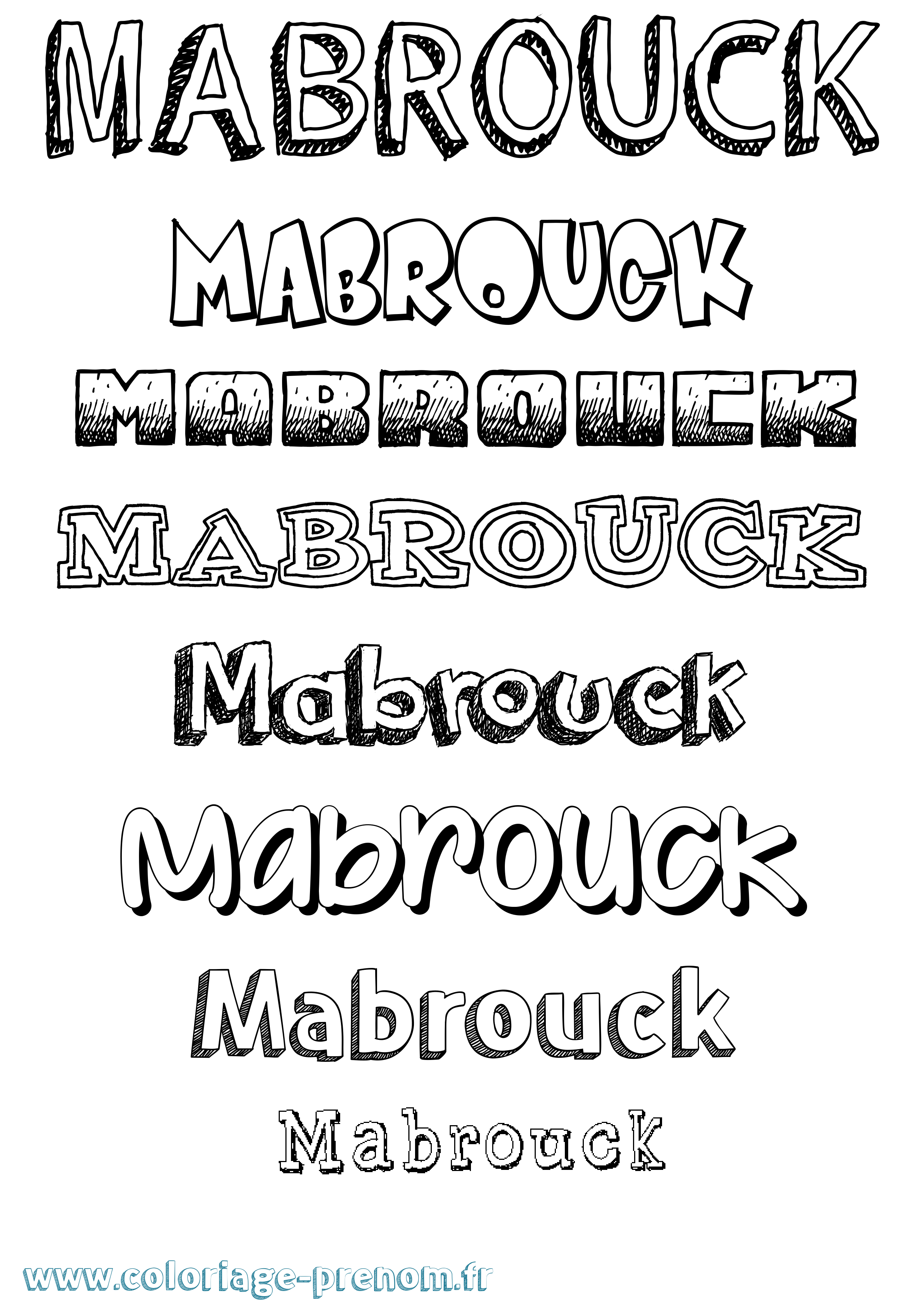 Coloriage prénom Mabrouck Dessiné