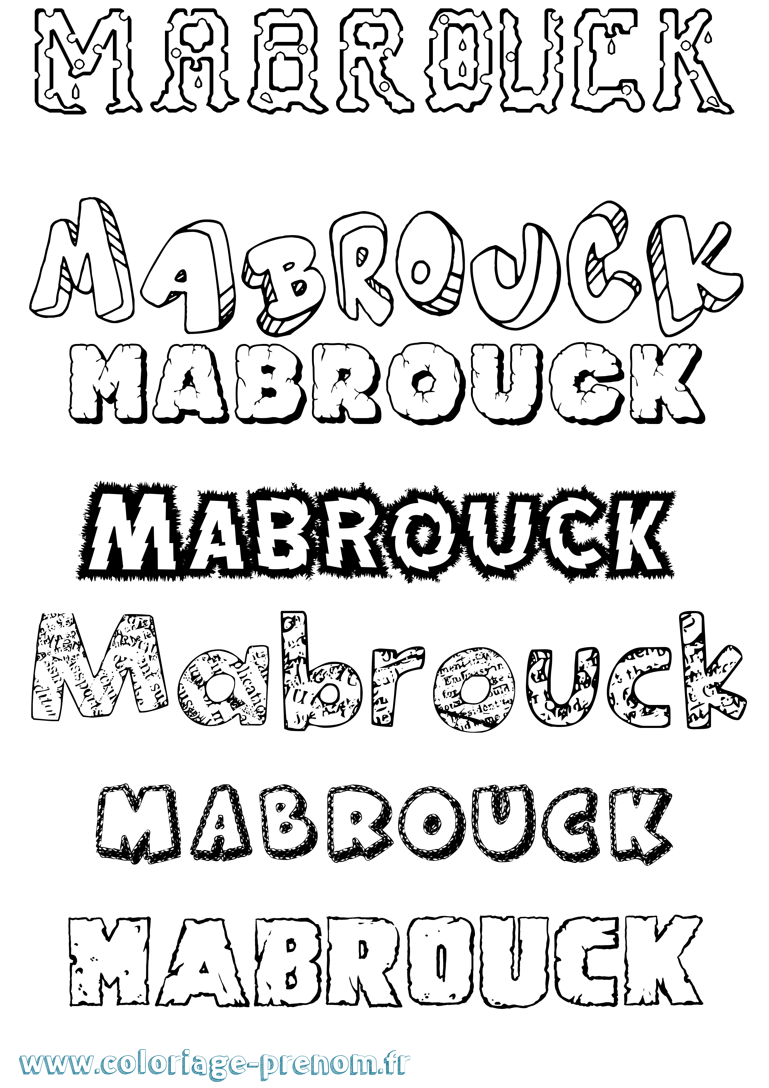 Coloriage prénom Mabrouck Destructuré