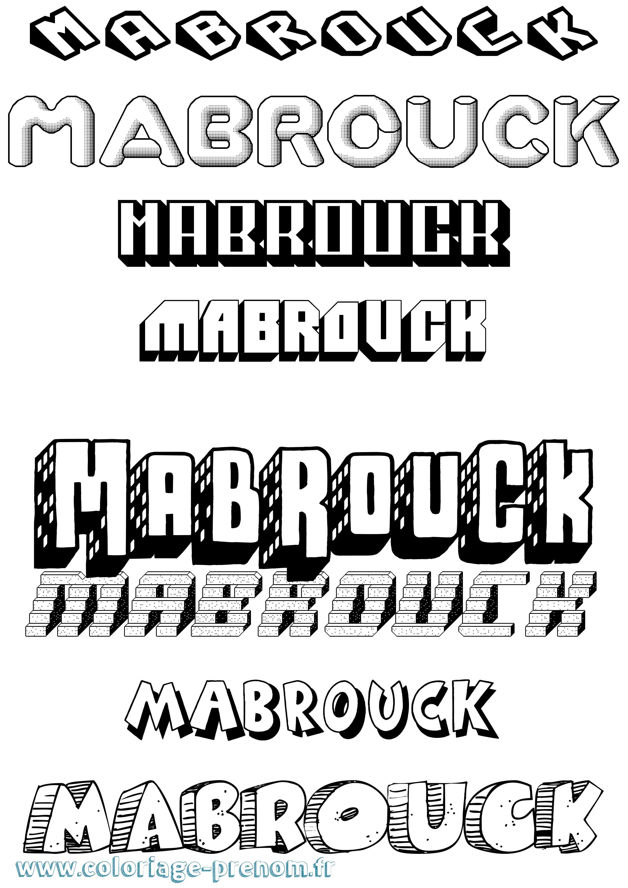 Coloriage prénom Mabrouck Effet 3D