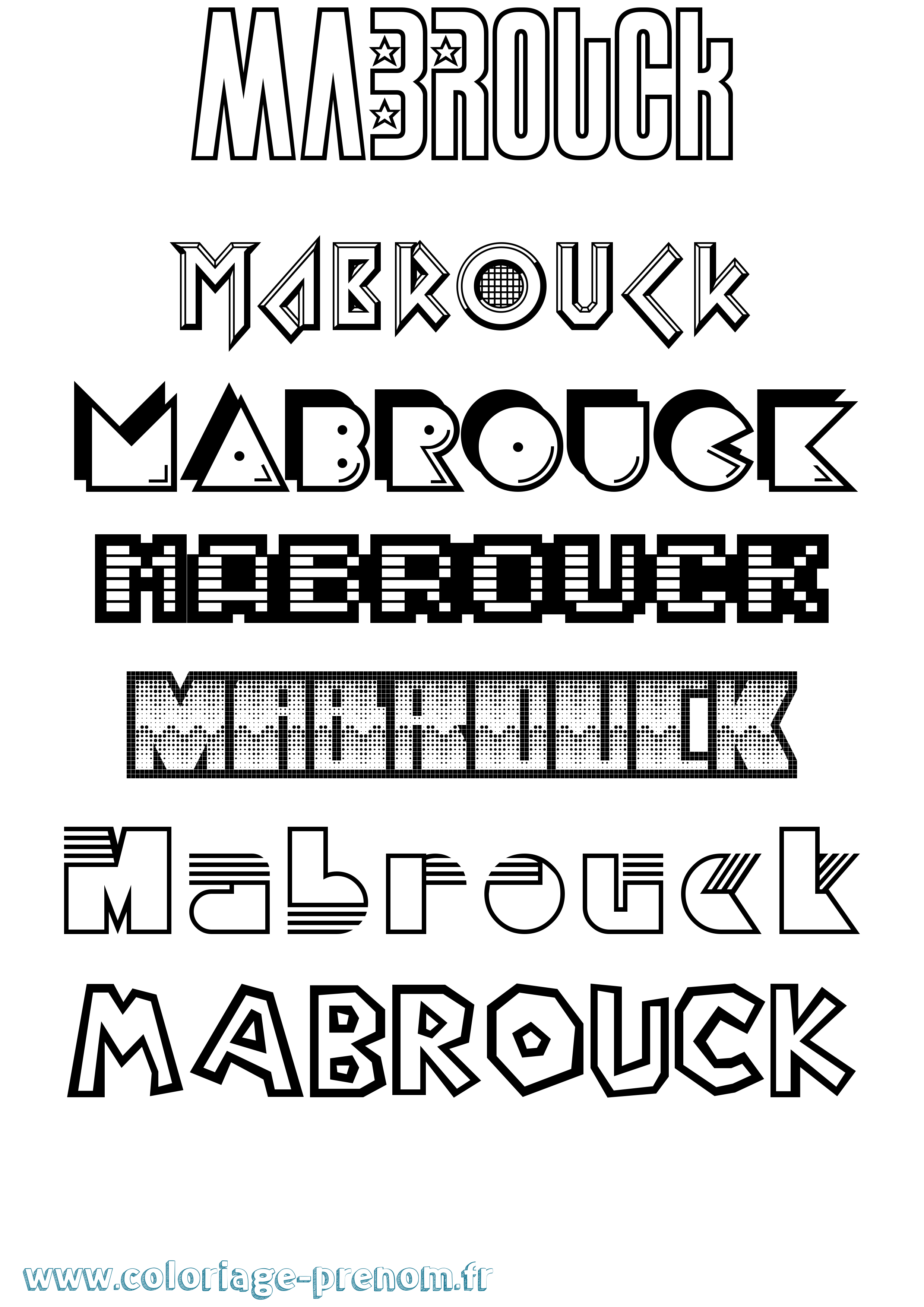 Coloriage prénom Mabrouck Jeux Vidéos