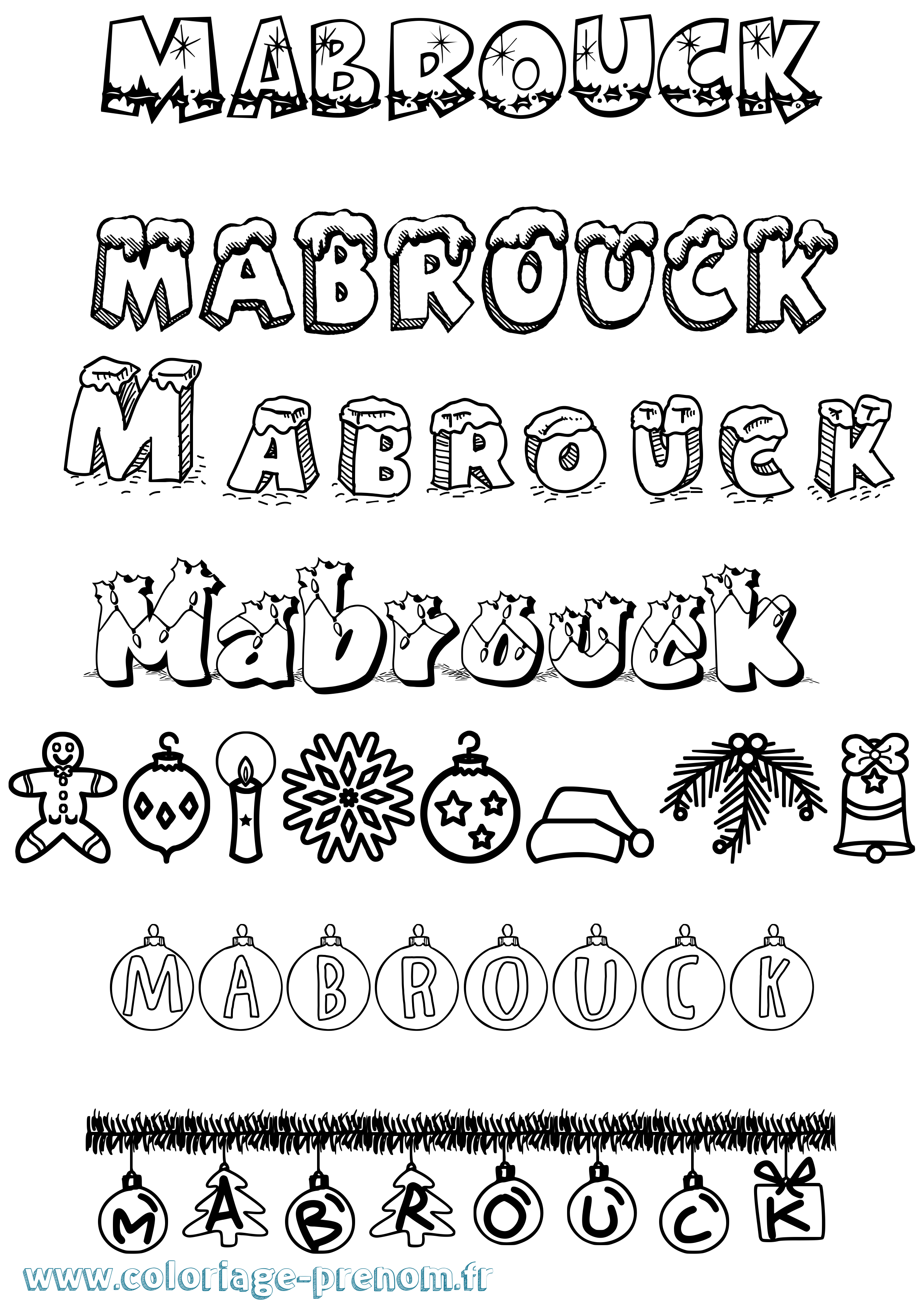 Coloriage prénom Mabrouck Noël