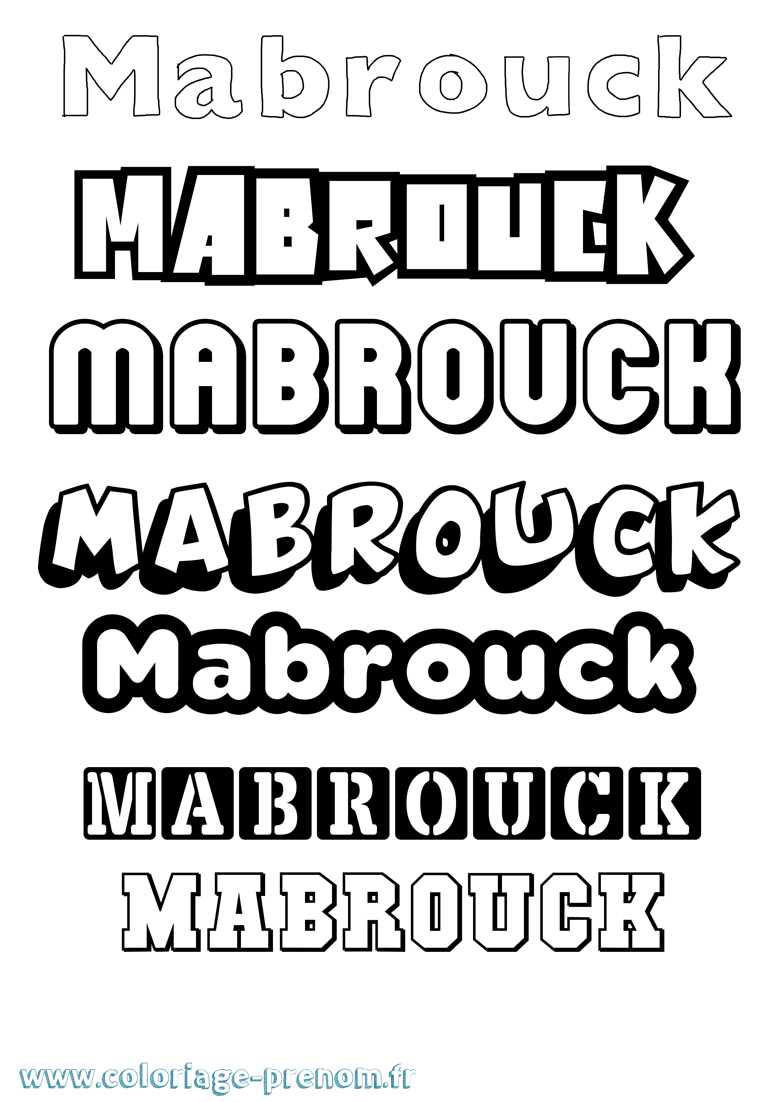 Coloriage prénom Mabrouck Simple
