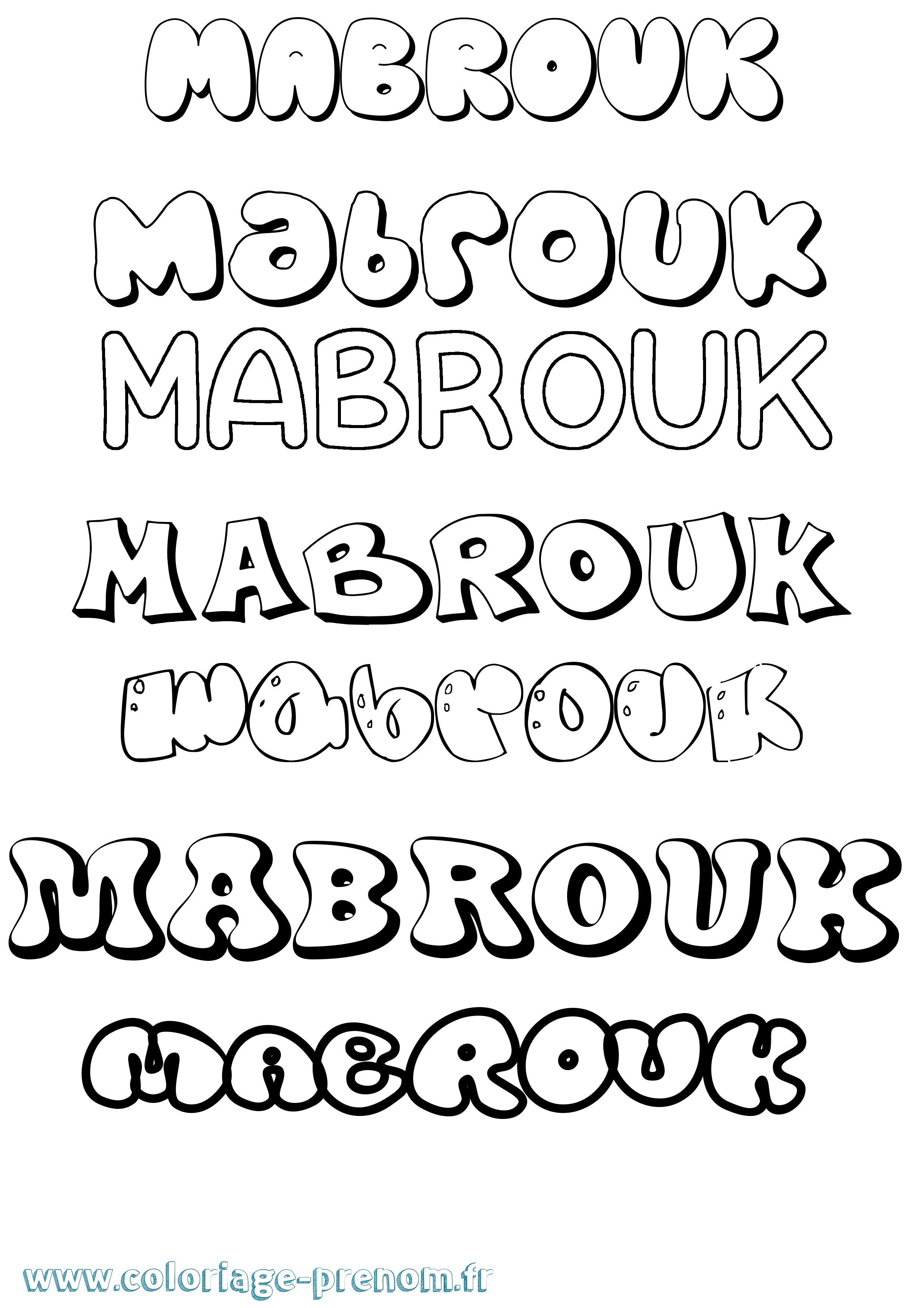 Coloriage Mabrouk Bubble Coloriage prénom Mabrouk Bubble