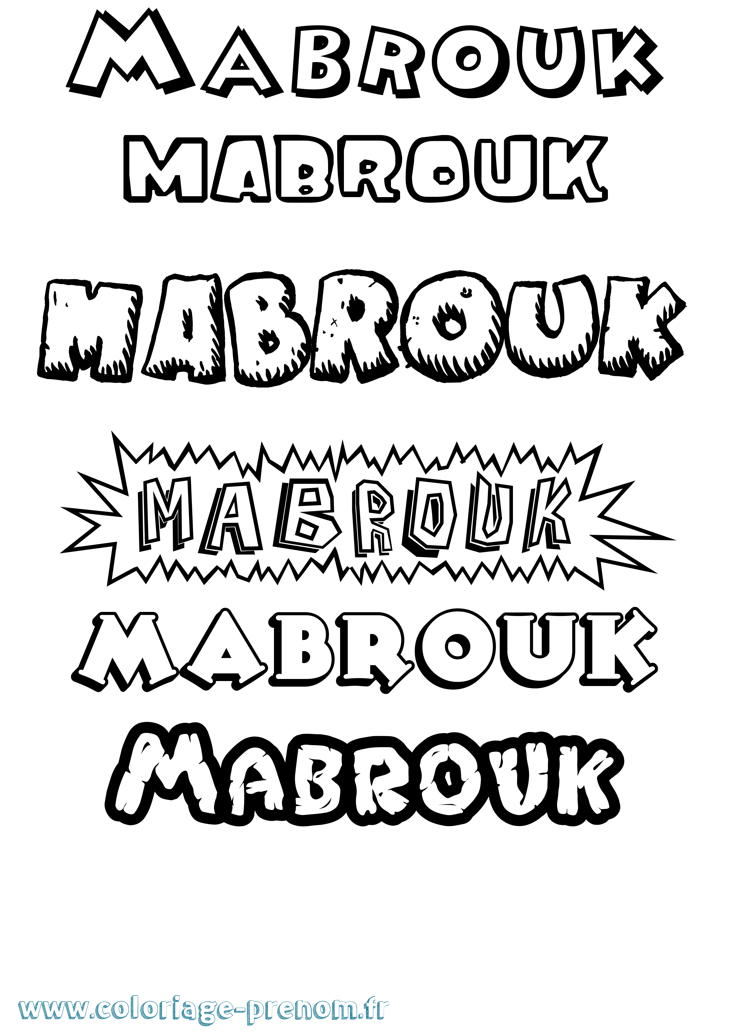 Coloriage Mabrouk Dessin Animé Coloriage prénom Mabrouk Dessin Animé