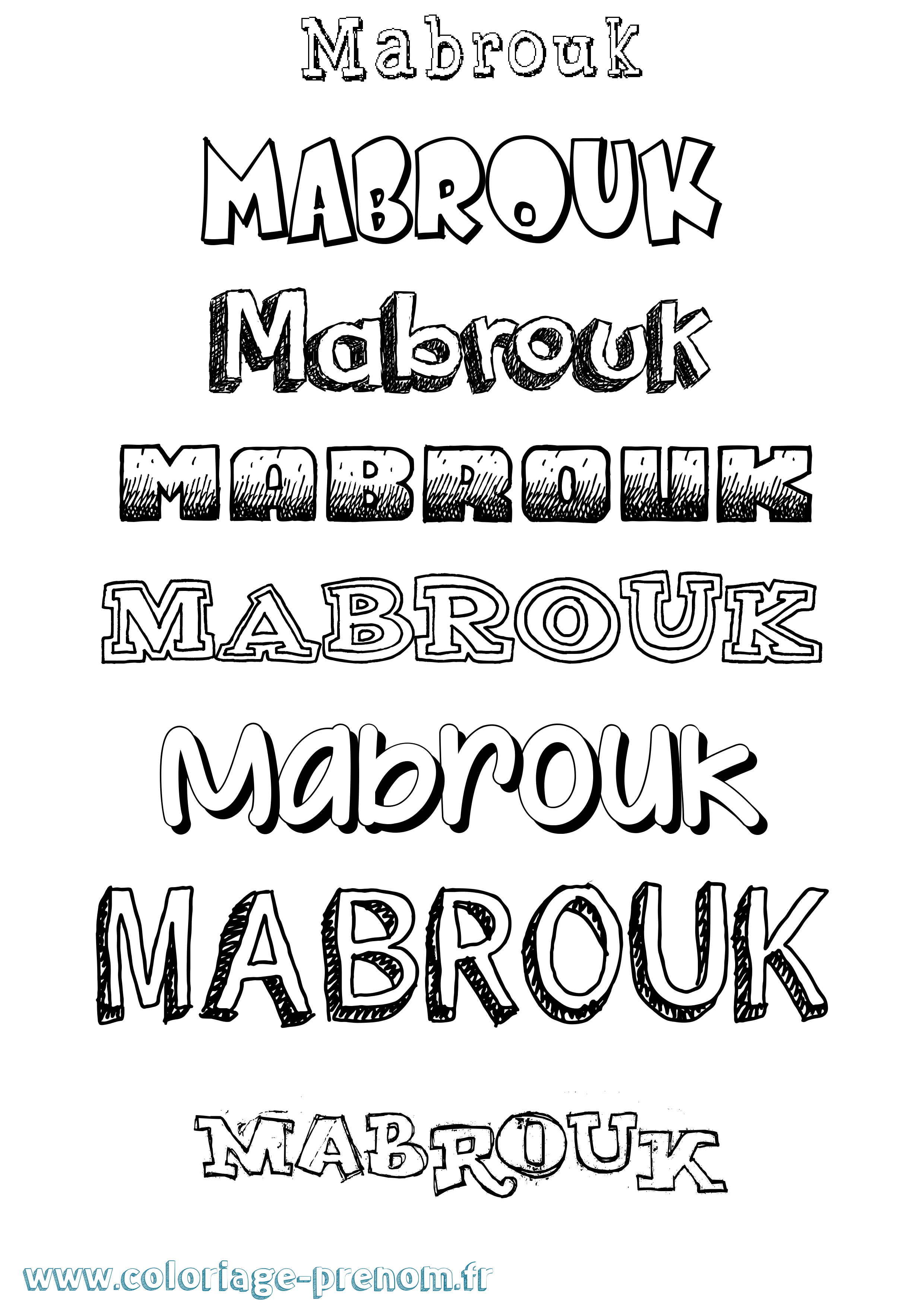Coloriage Mabrouk Dessiné Coloriage prénom Mabrouk Dessiné