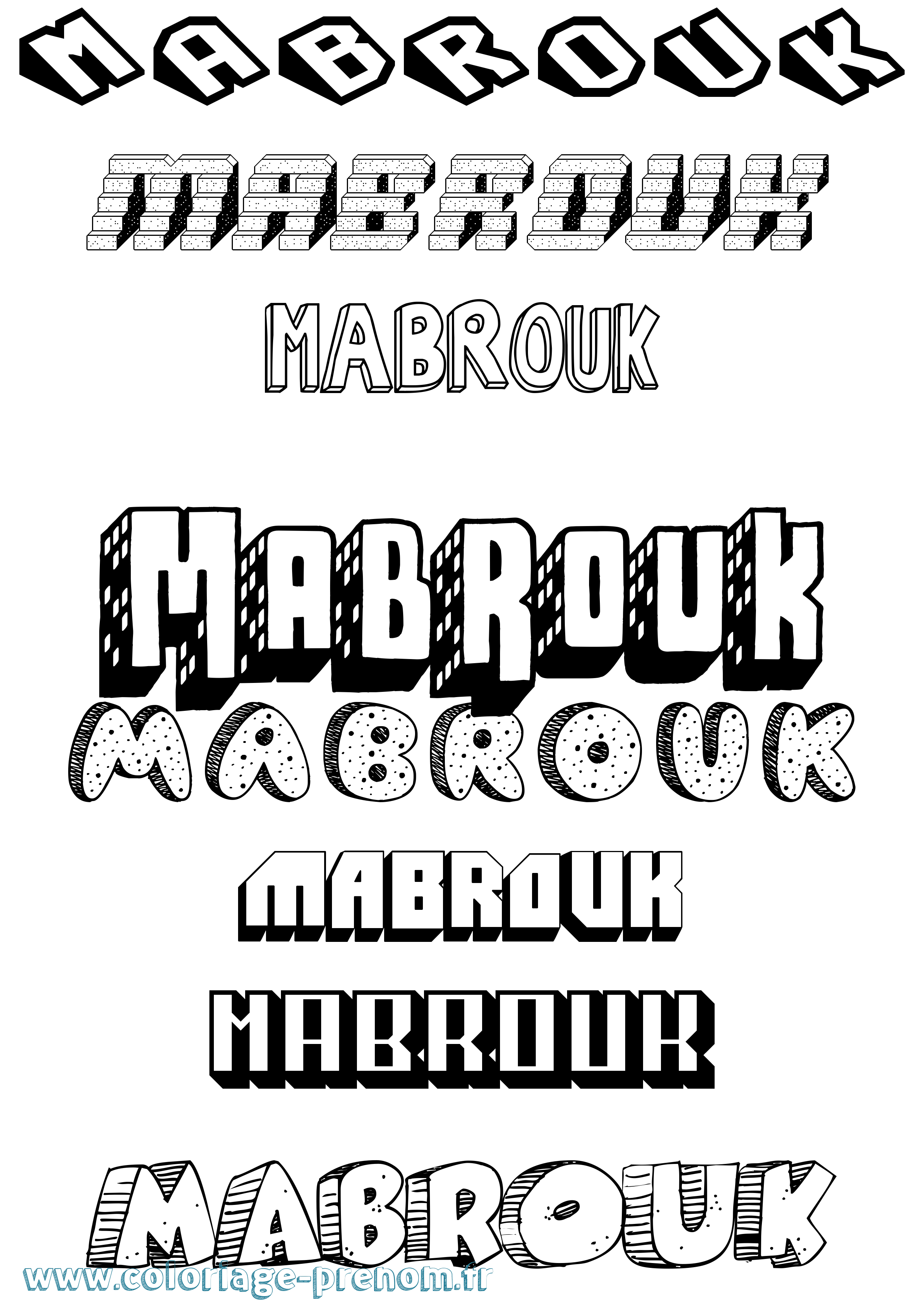 Coloriage Mabrouk Effet 3D Coloriage prénom Mabrouk Effet 3D
