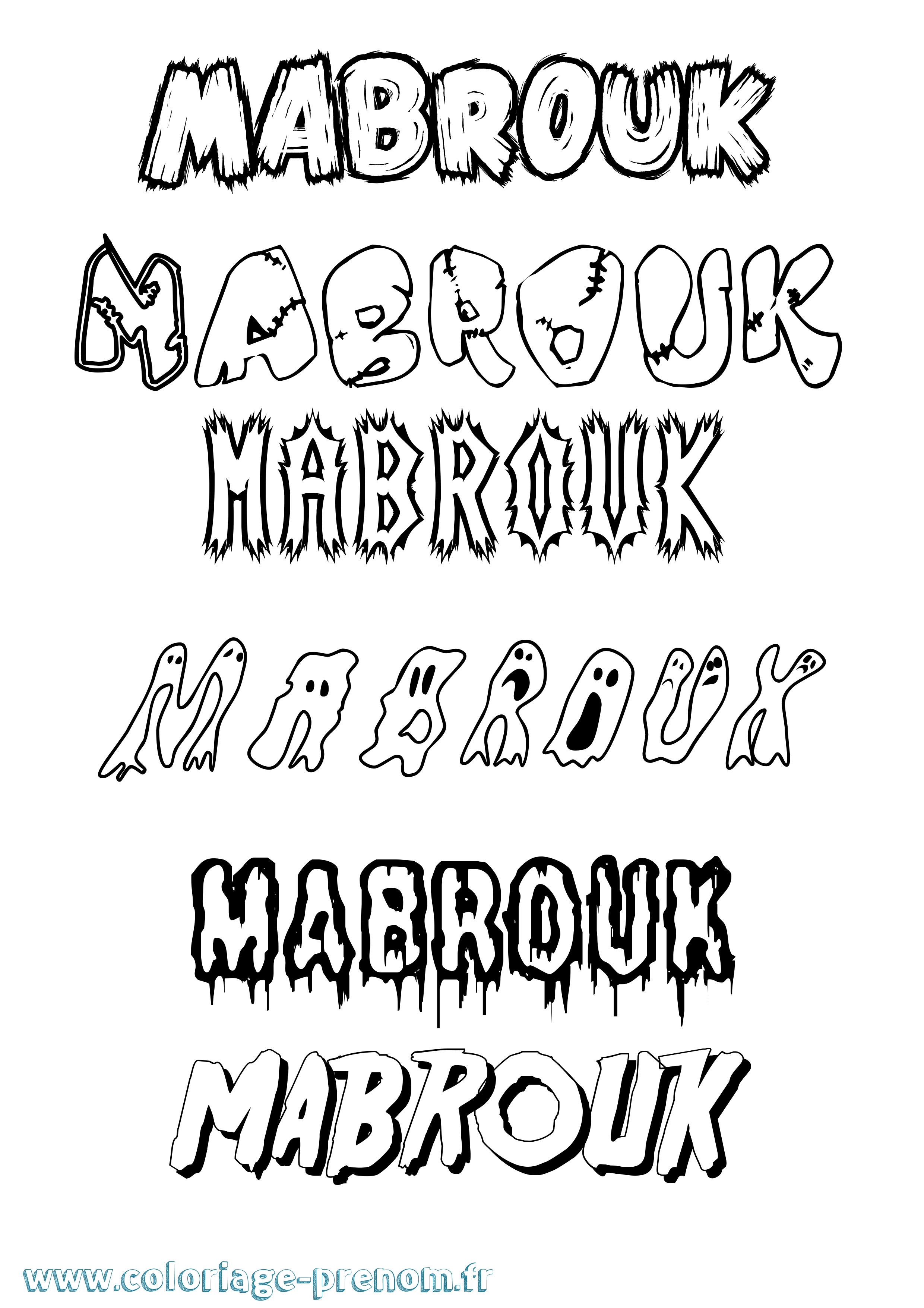Coloriage Mabrouk Frisson Coloriage prénom Mabrouk Frisson