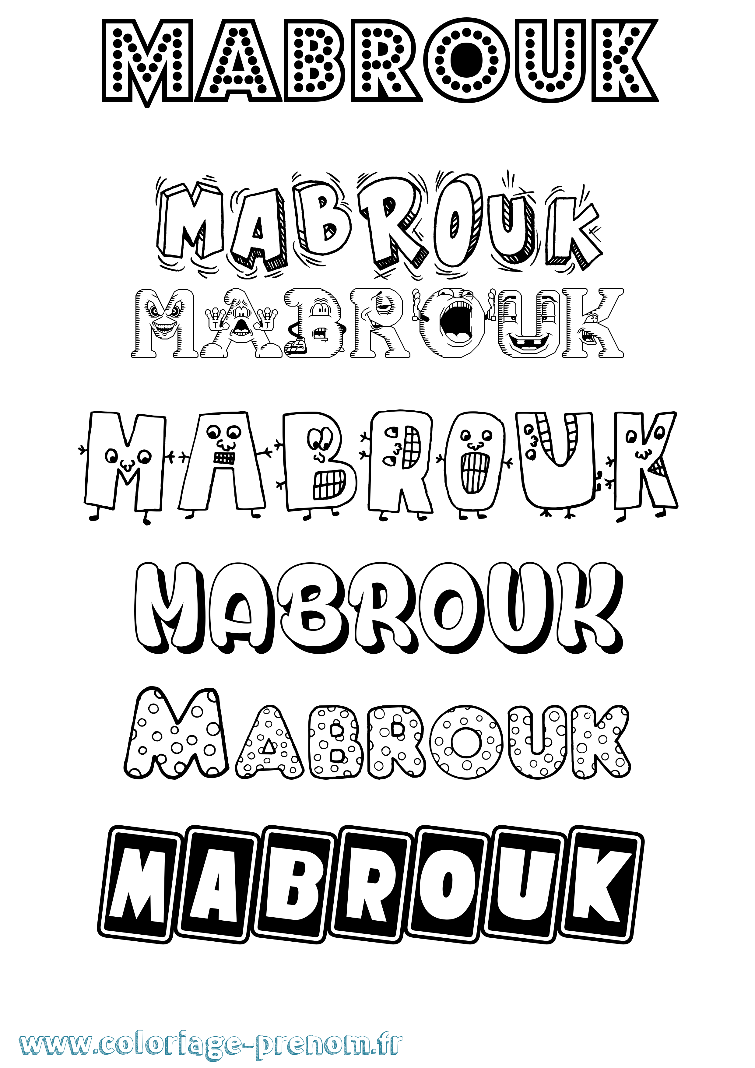 Coloriage Mabrouk Fun Coloriage prénom Mabrouk Fun