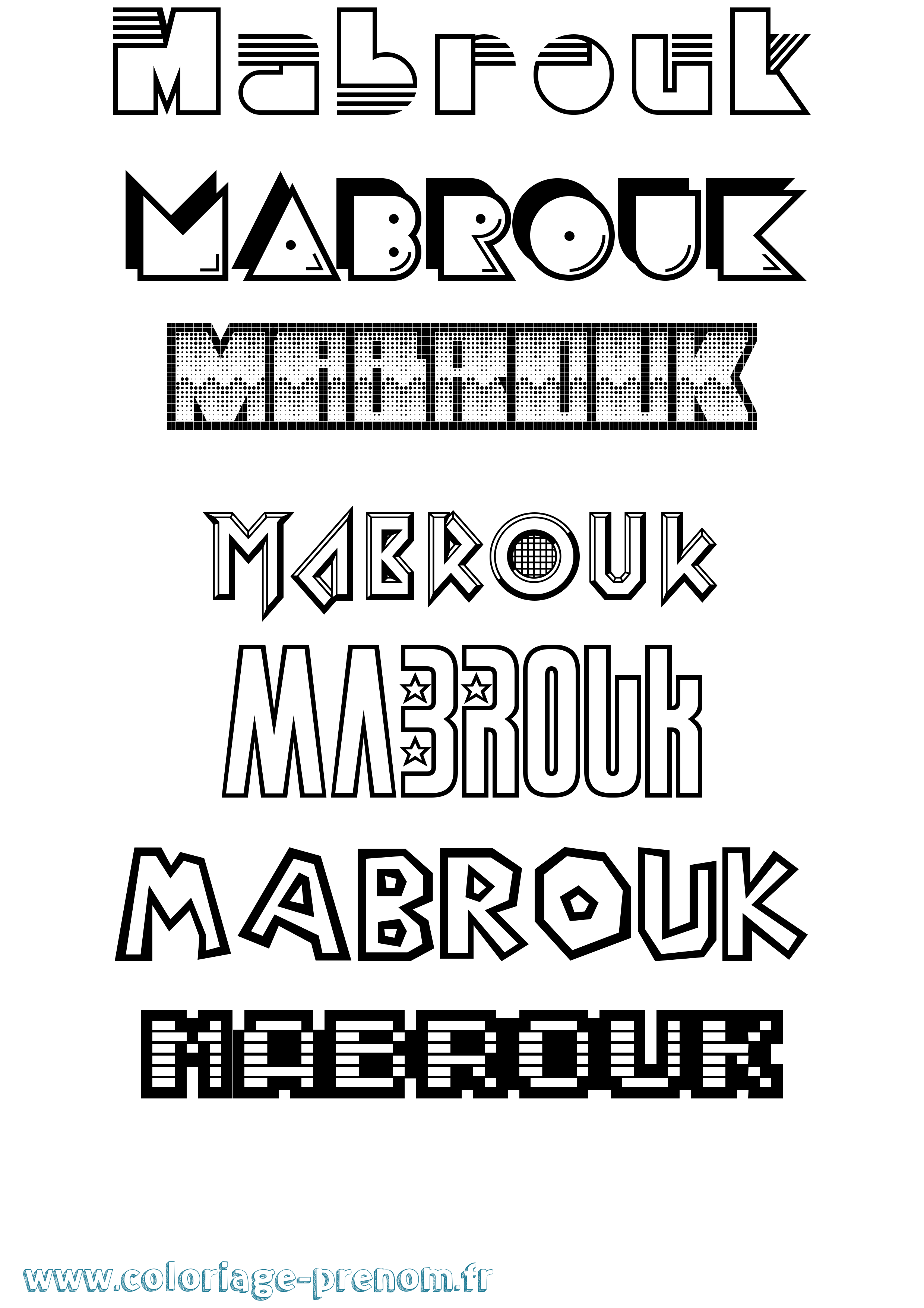 Coloriage Mabrouk Jeux Vidéos Coloriage prénom Mabrouk Jeux Vidéos