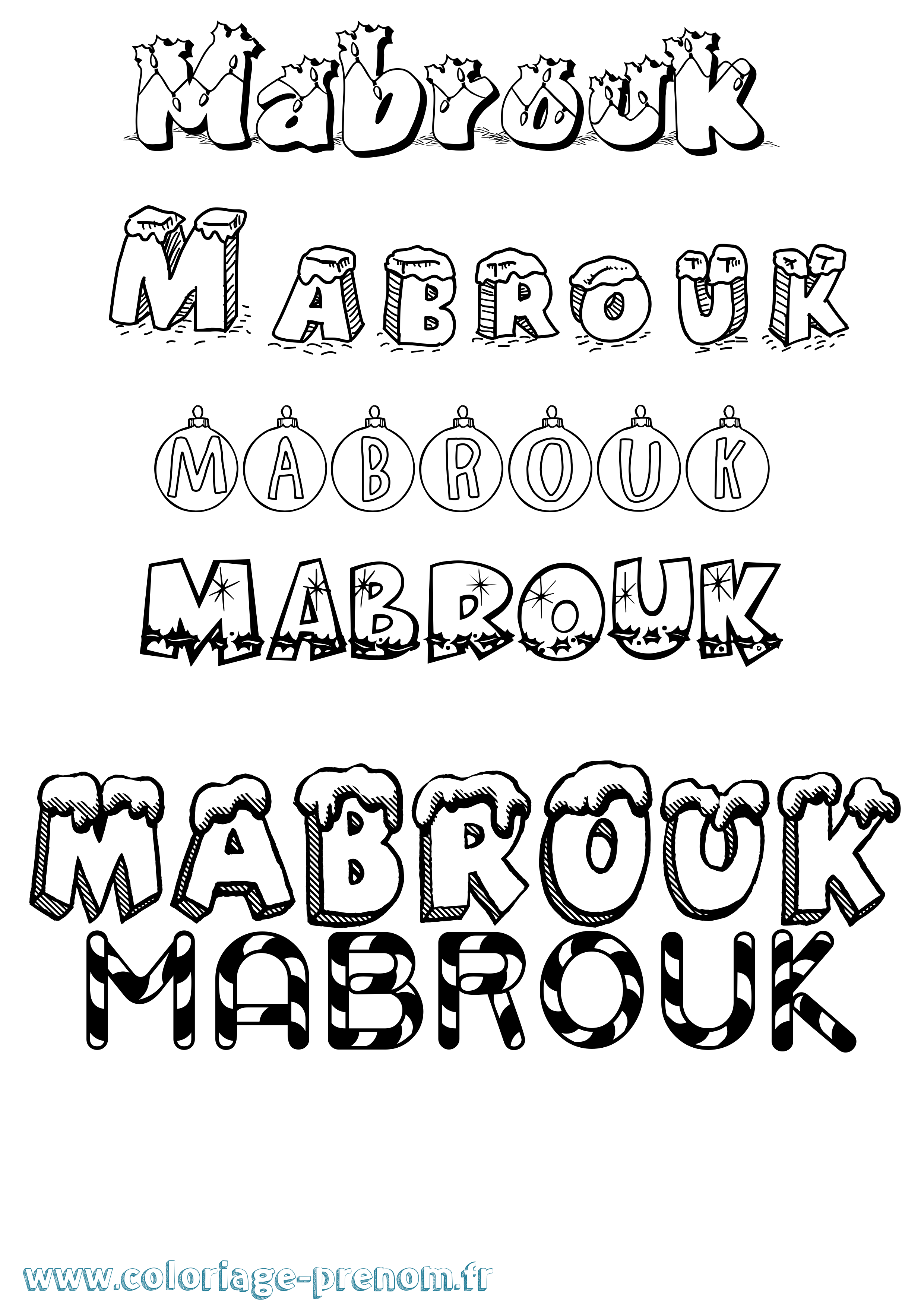 Coloriage Mabrouk Noël Coloriage prénom Mabrouk Noël